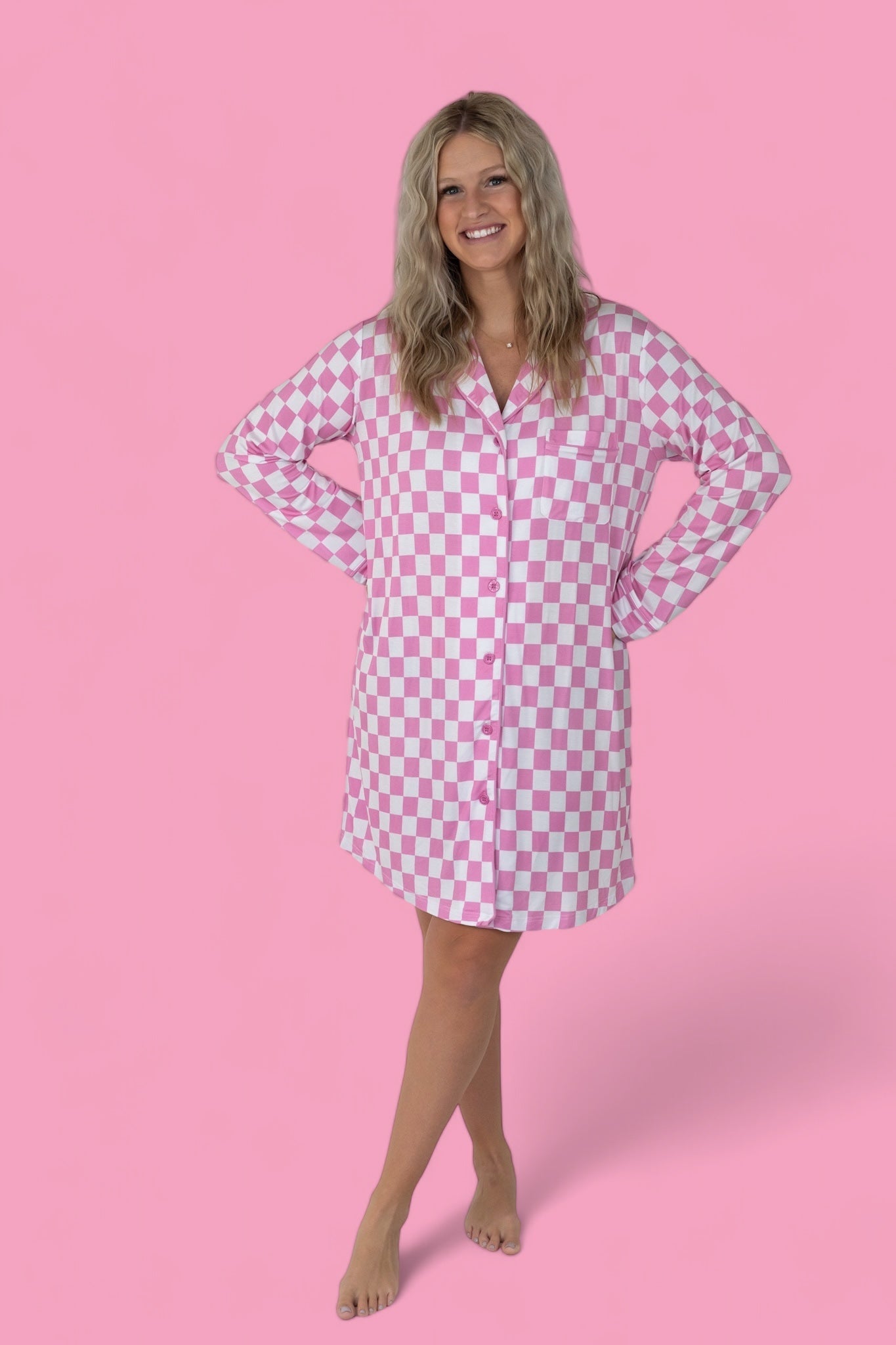 Bubblegum Checkers Women’s Dream Gown
