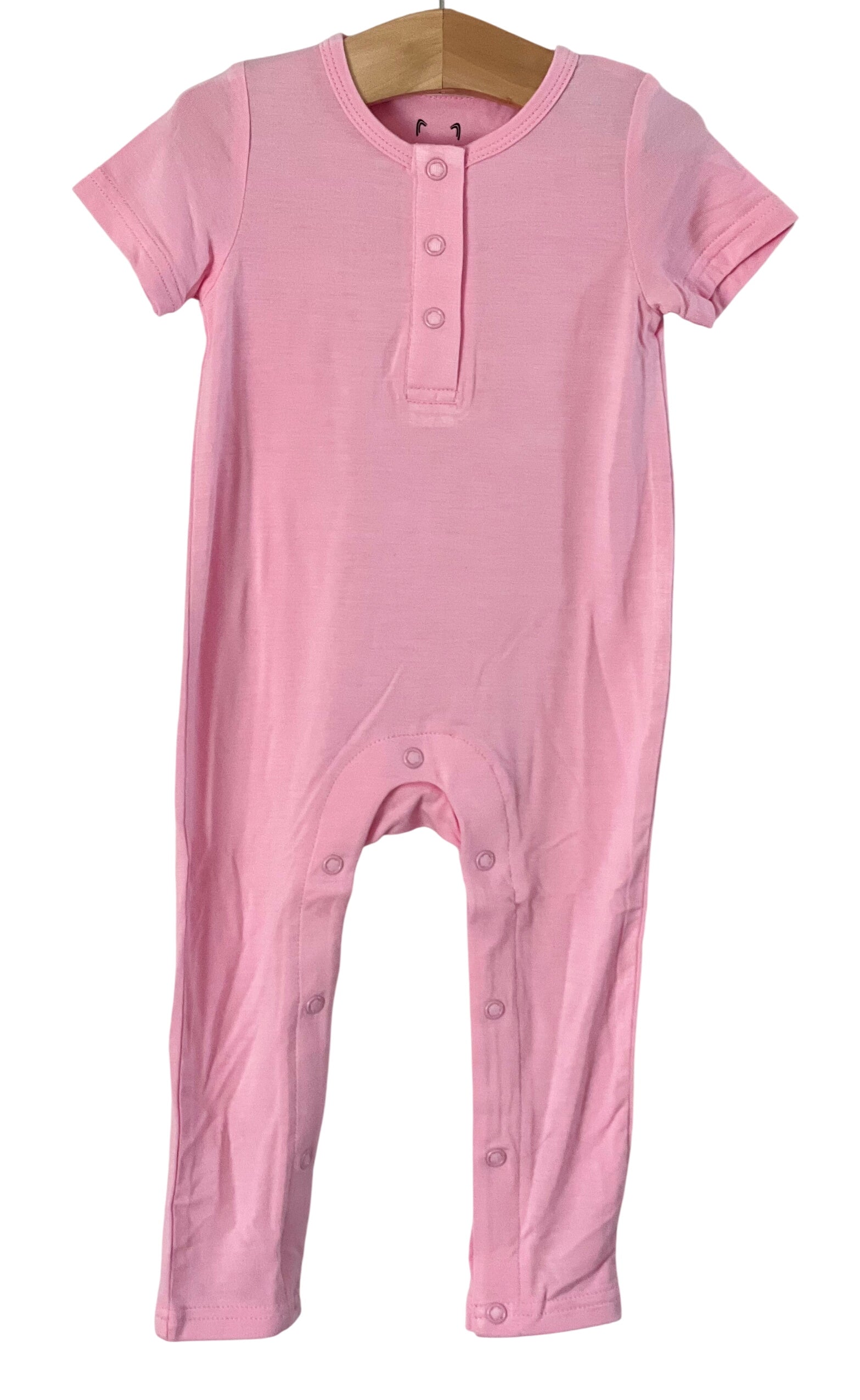 Tea Rose Pink Bamboo One Piece Snap Romper