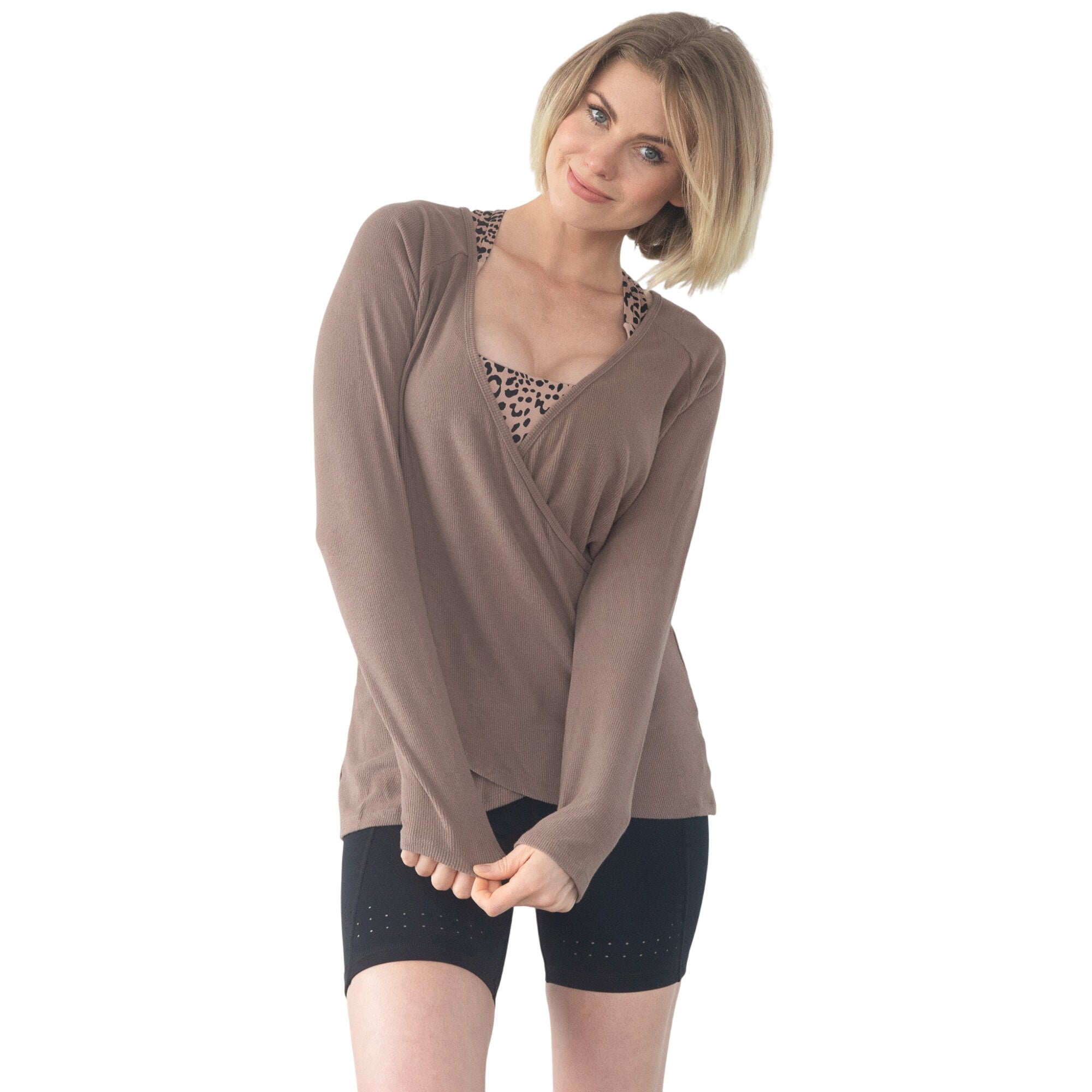 Charlotte Two-way Nursing Wrap Sweater (camel)