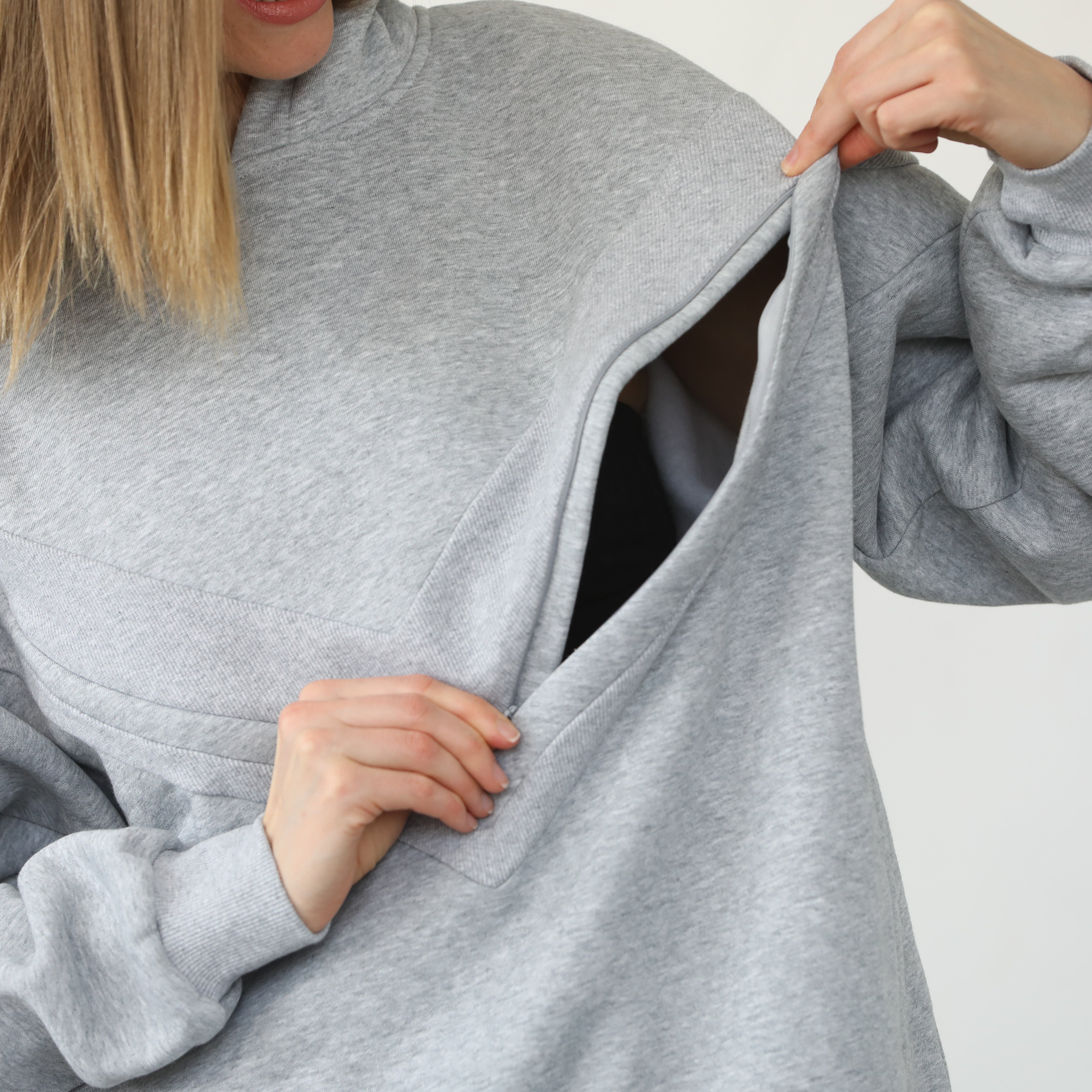 Isabella Ultra Soft Oversized Nursing & Pregnancy Hoodie (heather Grey)