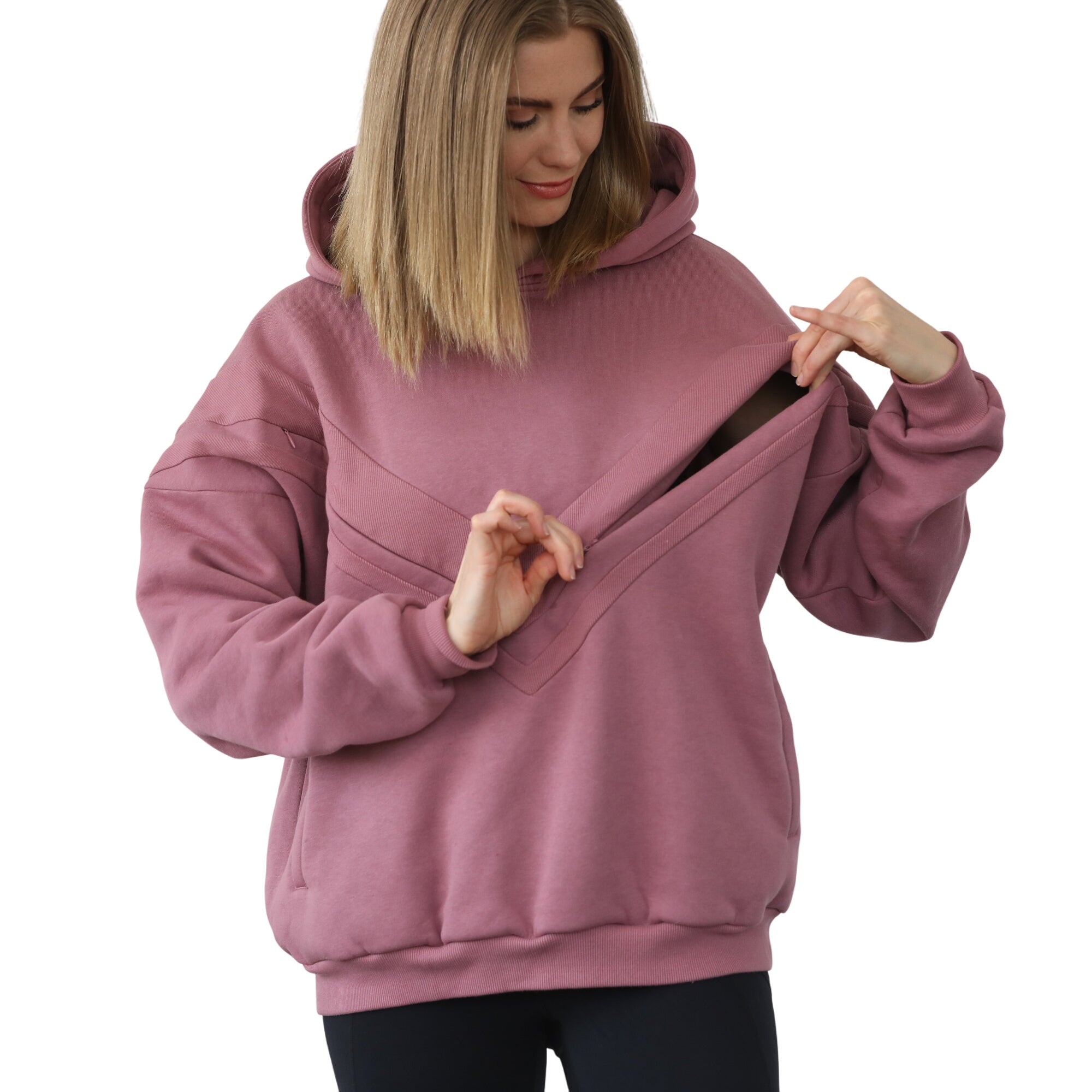 Isabella Ultra Soft Oversized Nursing & Pregnancy Hoodie (mauve Smoke)