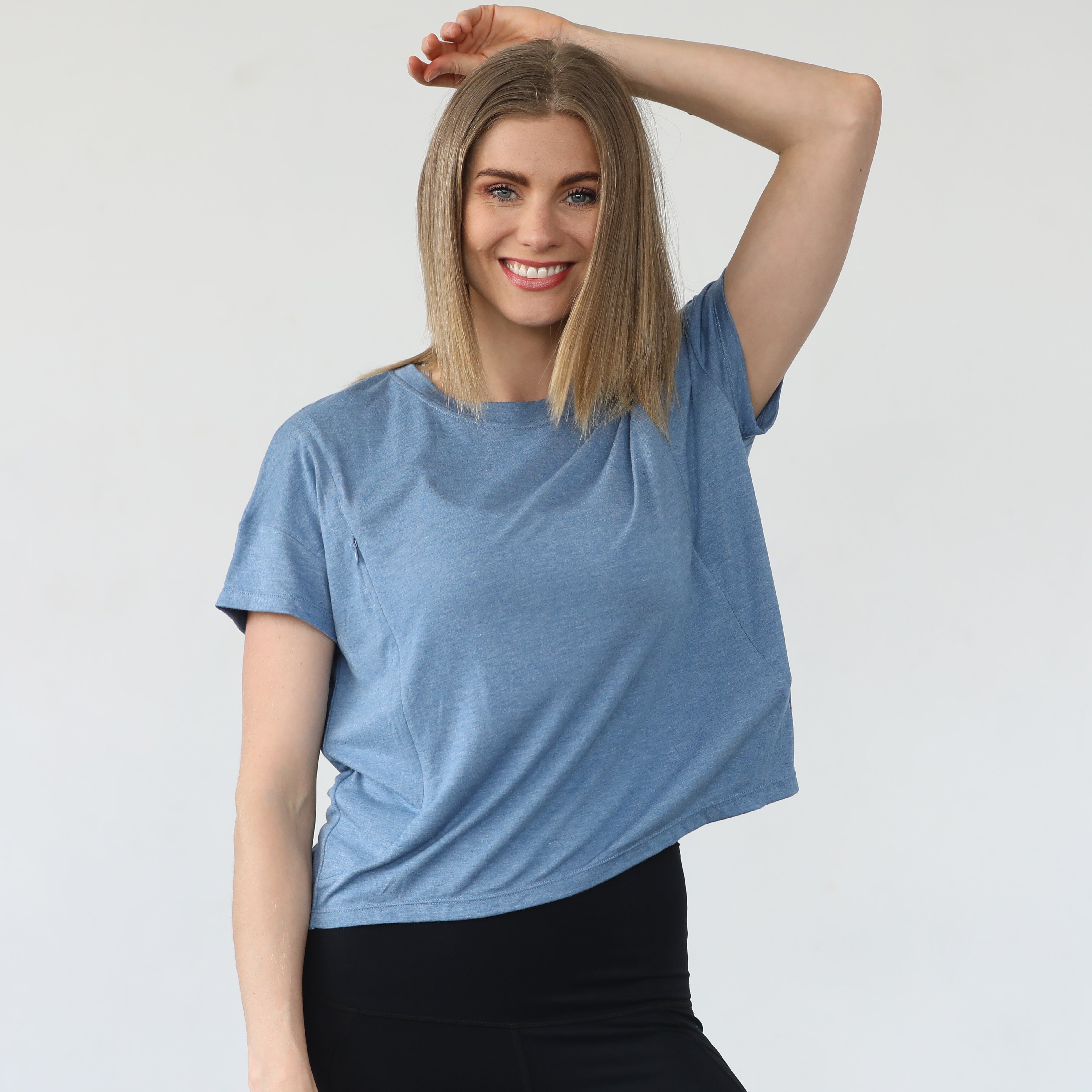 Abigail Short Sleeve Nursing T-shirt (pacific Blue)