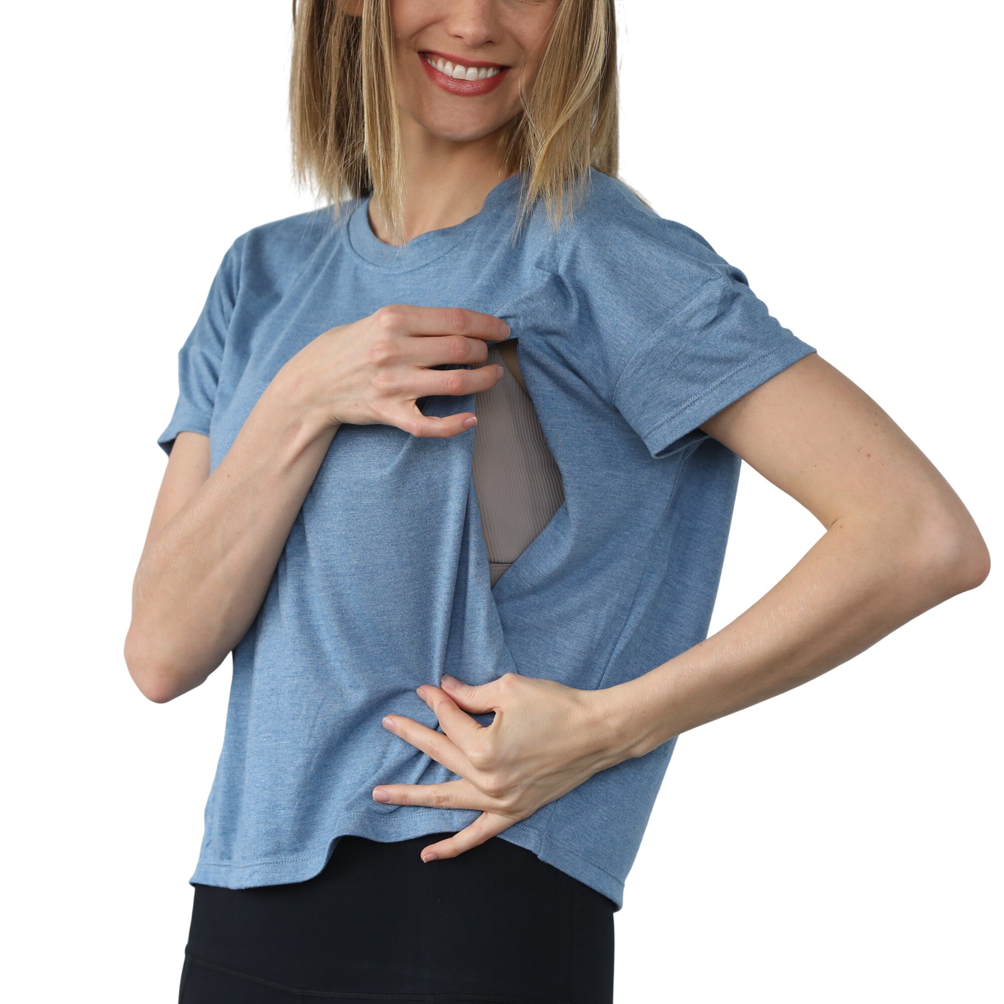 Abigail Short Sleeve Nursing T-shirt (pacific Blue)