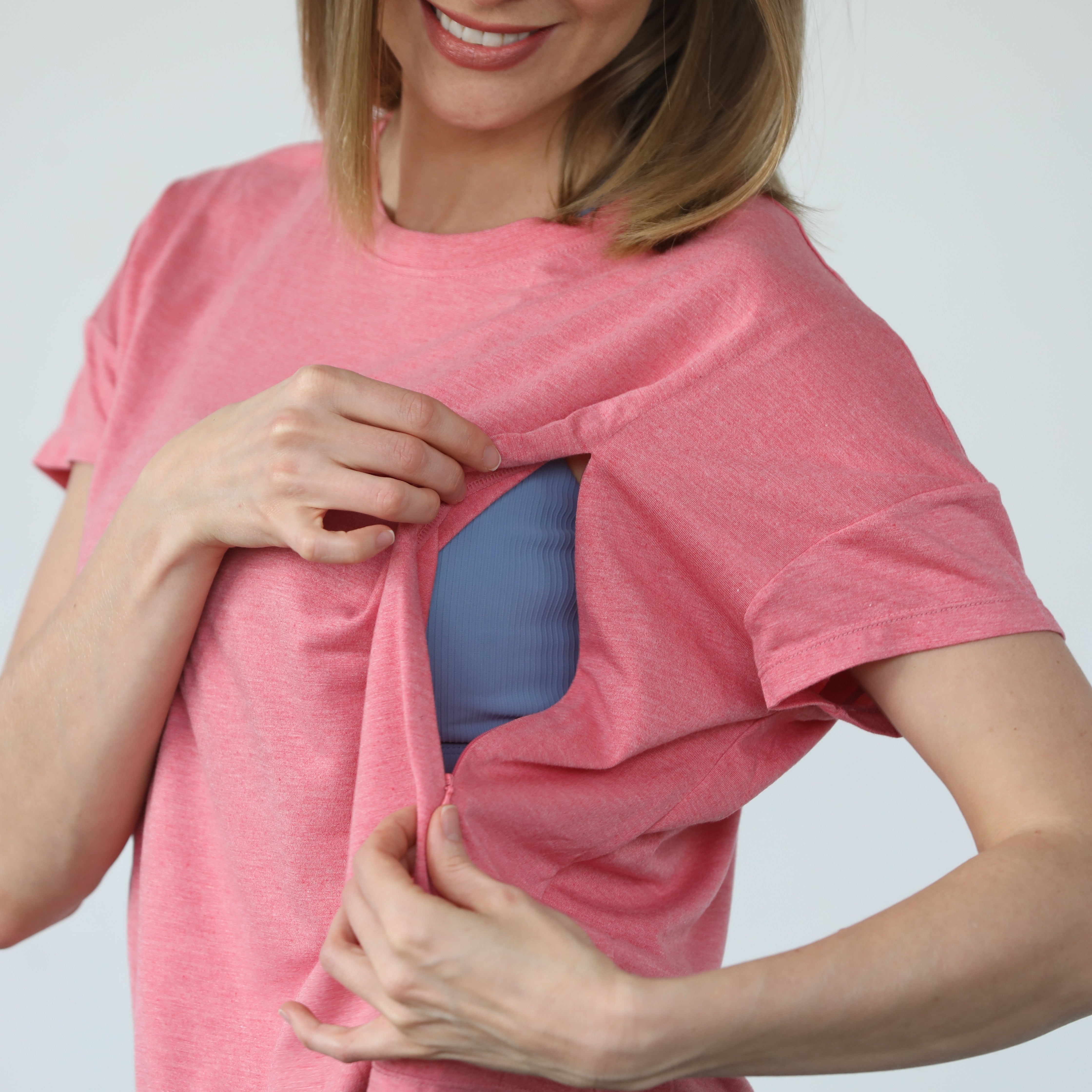 Abigail Short Sleeve Nursing T-shirt (sugar Coral)