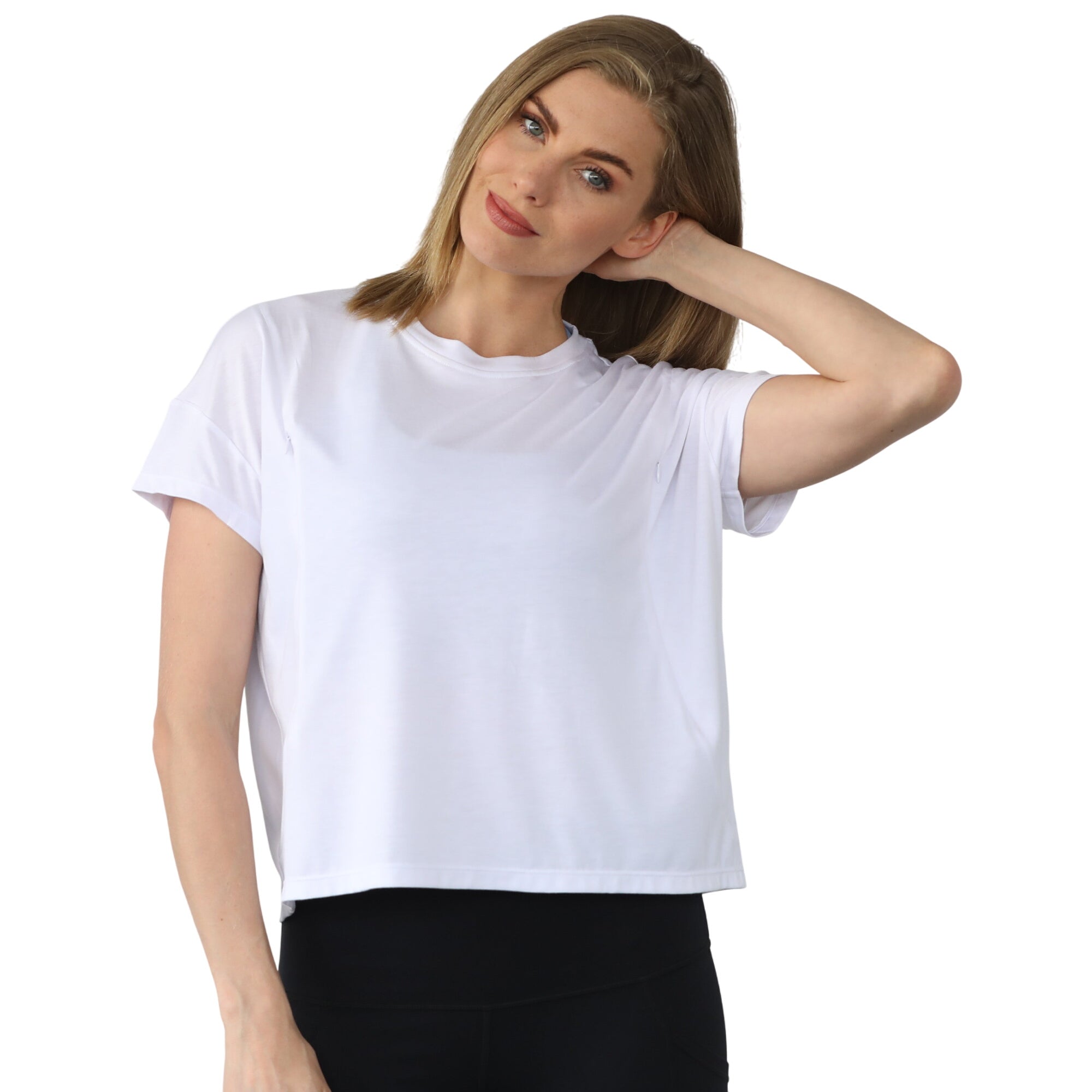 Abigail Short Sleeve Nursing T-shirt (blanc)