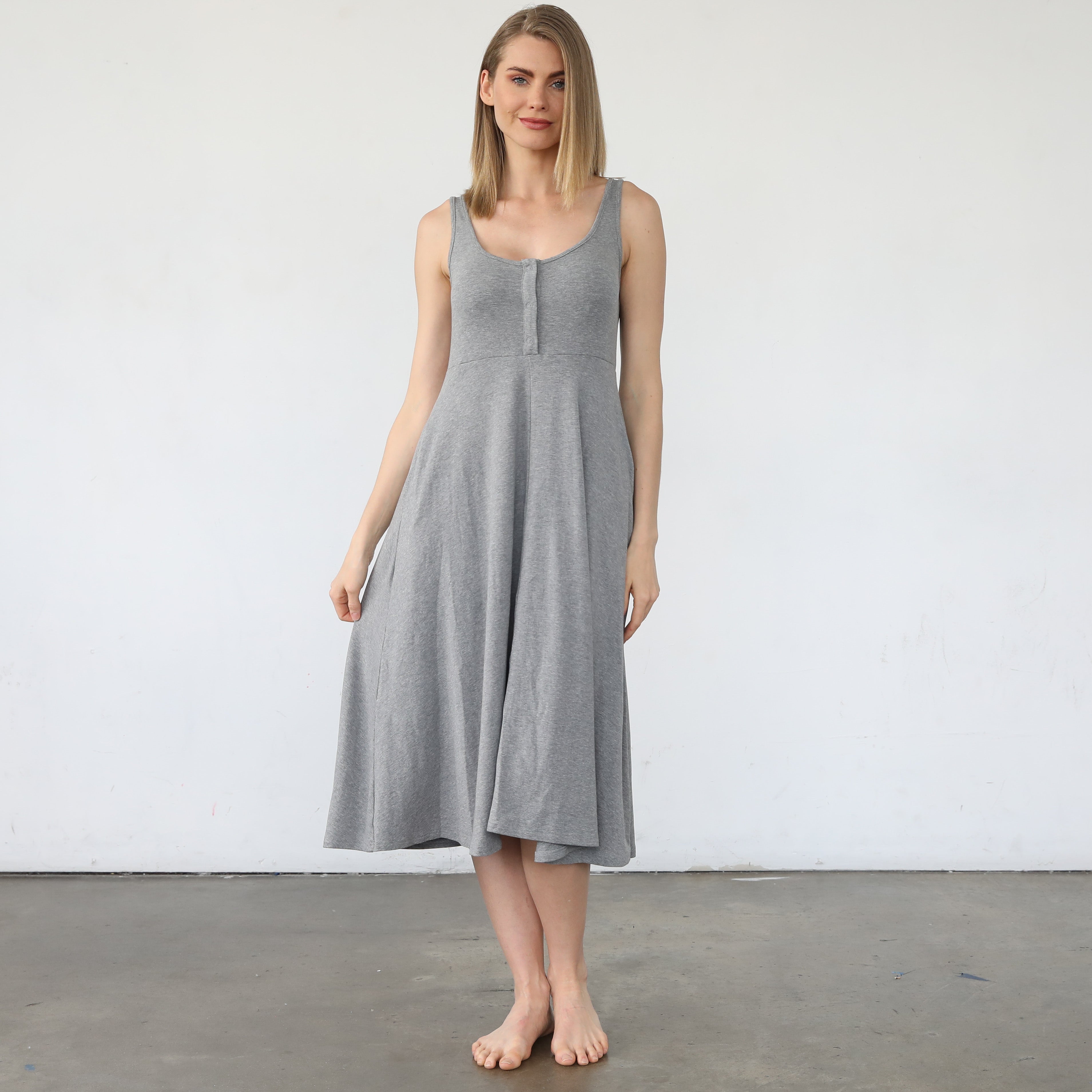 Audrey Softest Rib Nursing & Pregnancy Tank Dress (dark Gray)