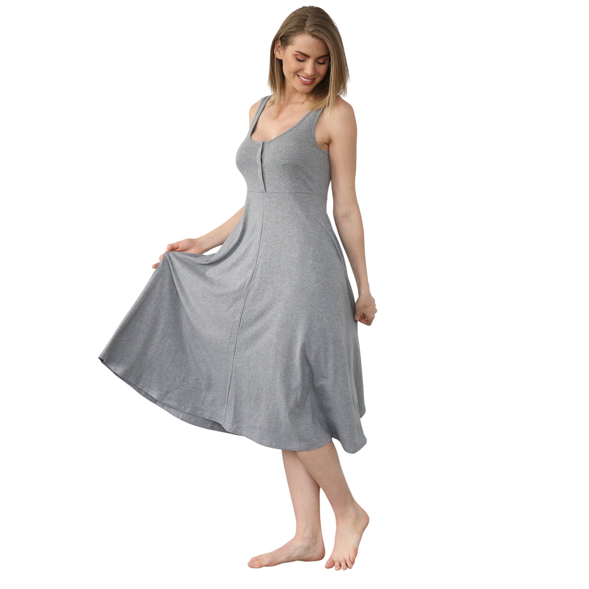 Audrey Softest Rib Nursing & Pregnancy Tank Dress (dark Gray)