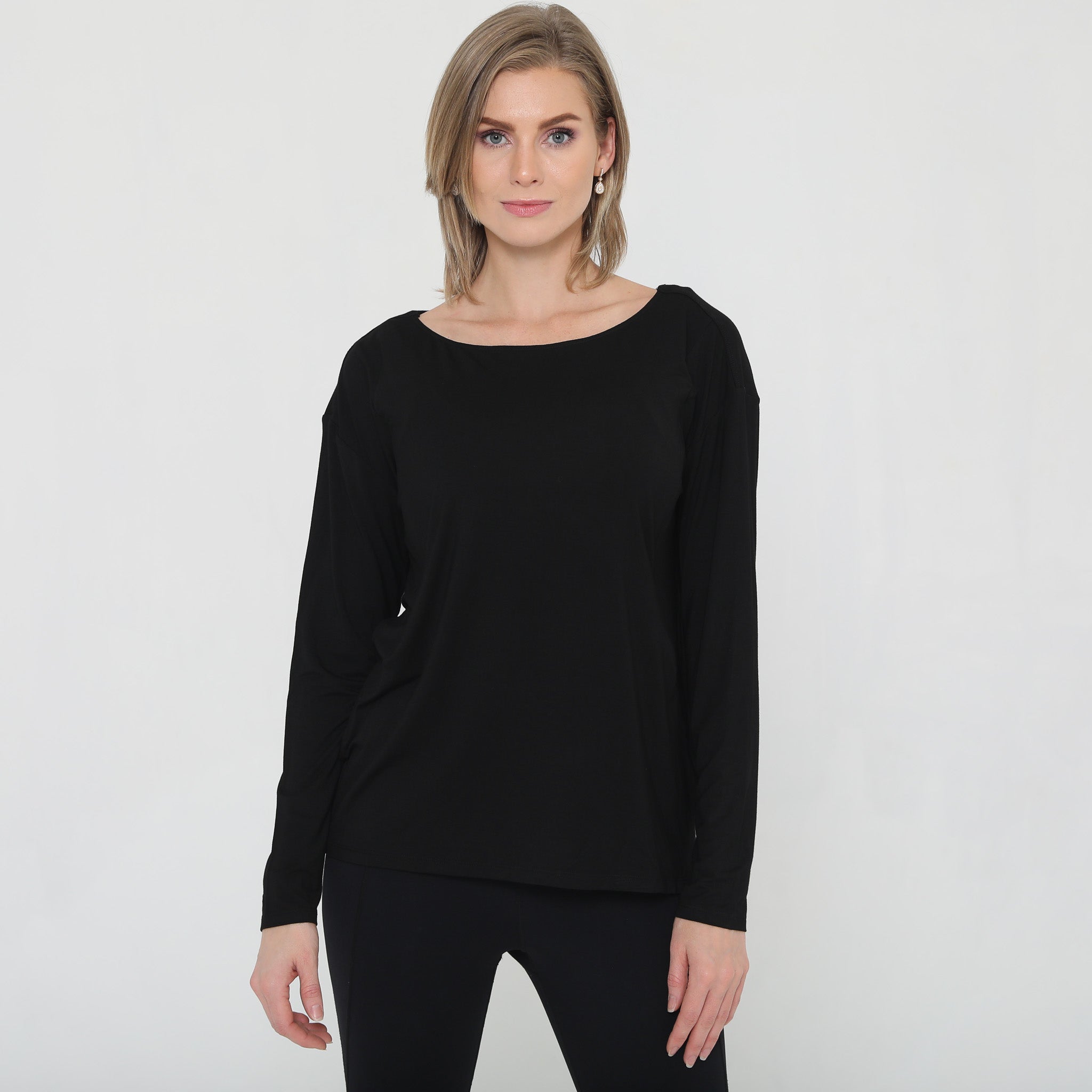 Hazel Open Back Long Sleeve Nursing Top (noir)