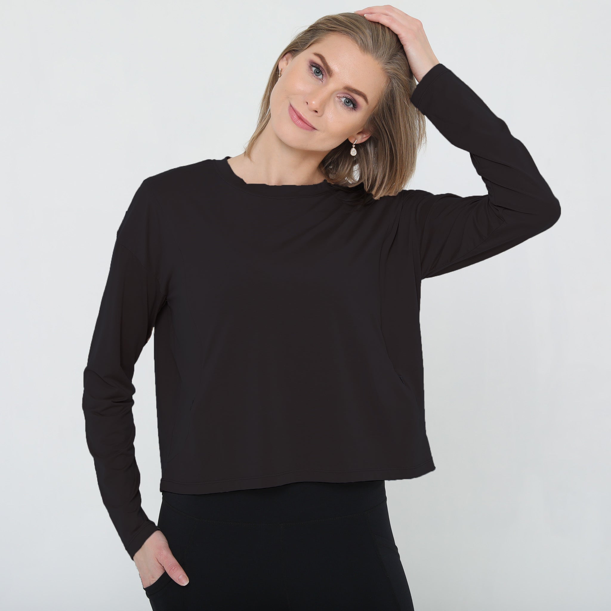 Abigail Long Sleeve Nursing Pullover (noir)