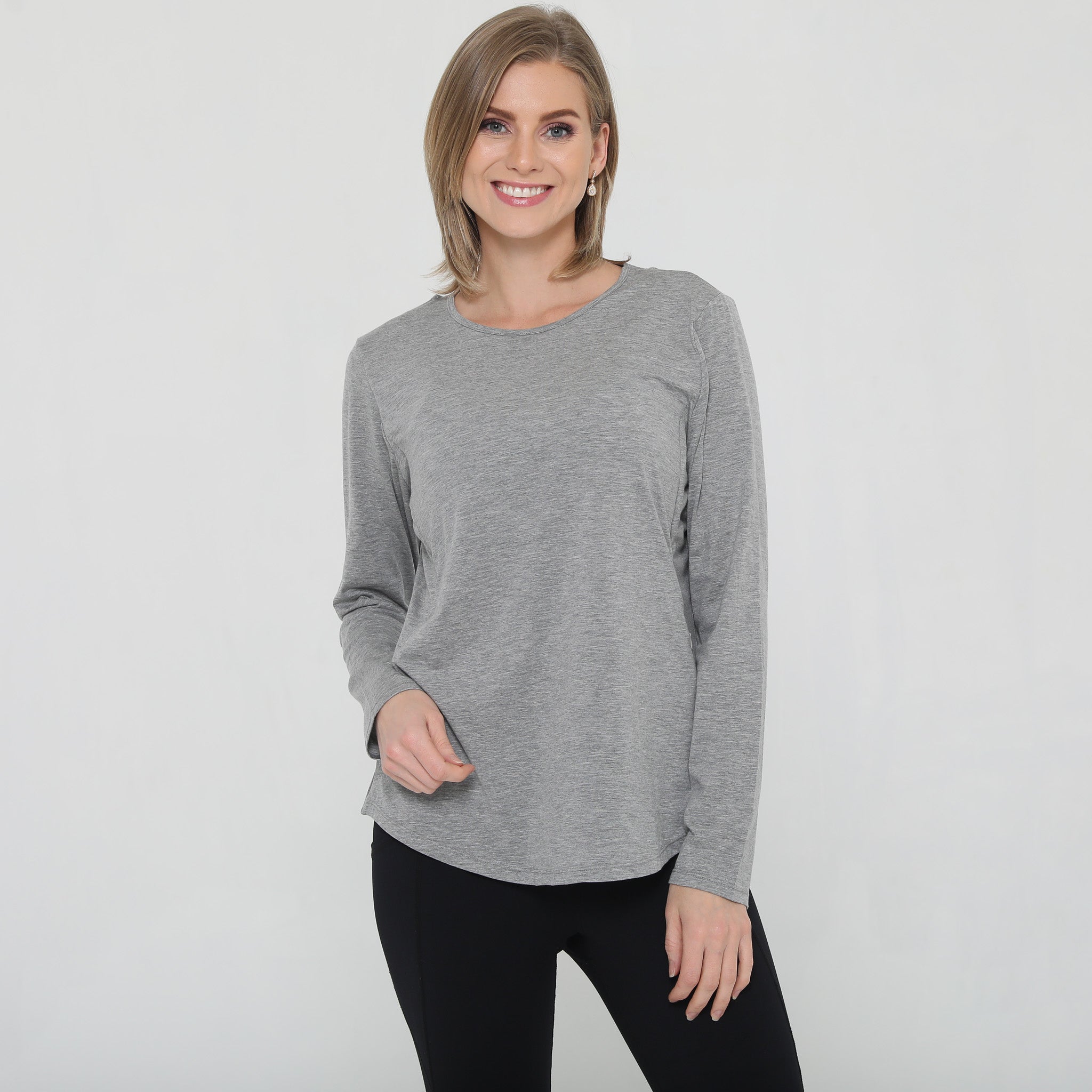 Harper Cross Back Long Sleeve Nursing Top (heather Grey)