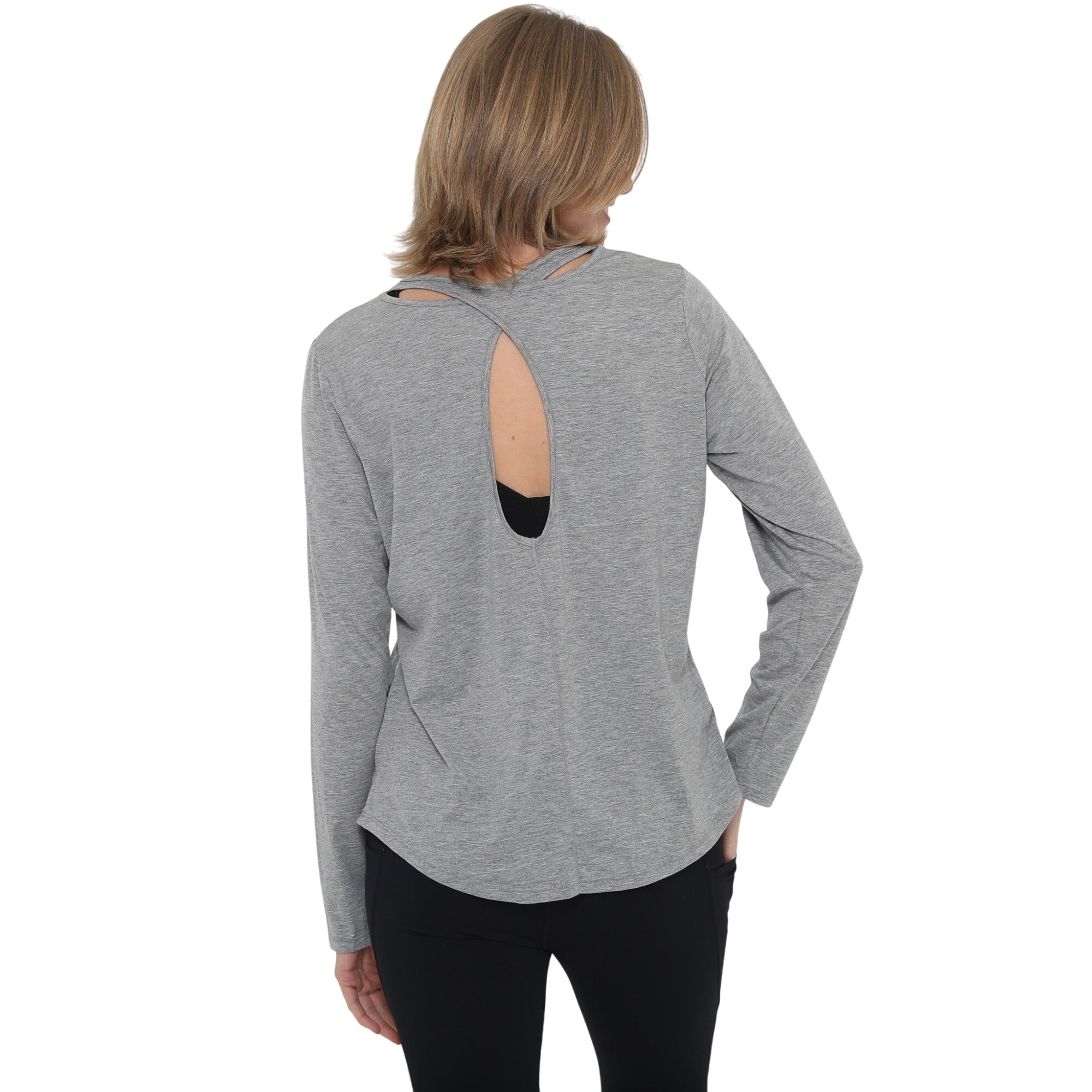 Harper Cross Back Long Sleeve Nursing Top (heather Grey)