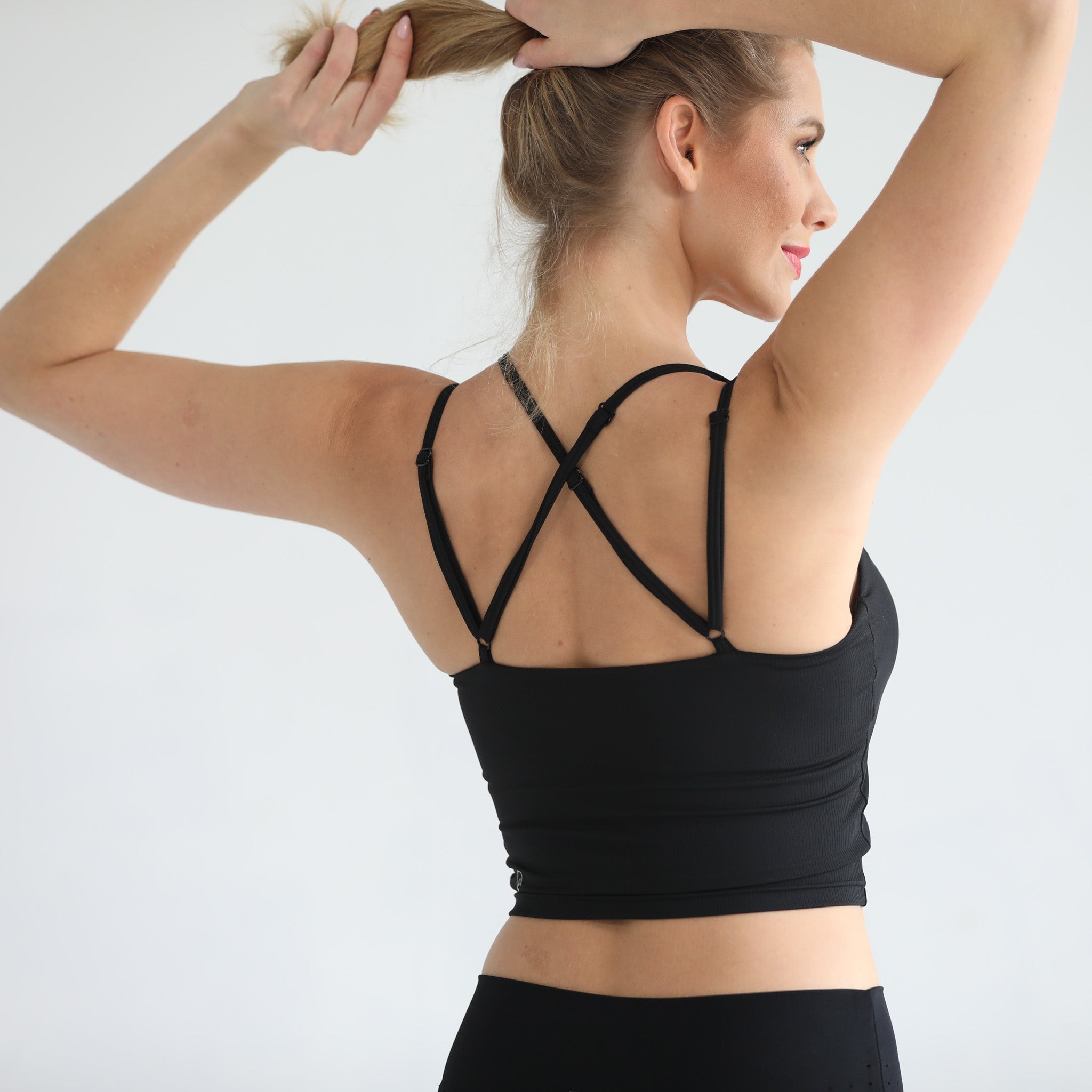 Sienna - Light Support Nursing Crop Tank Bra (ribbed Noir)