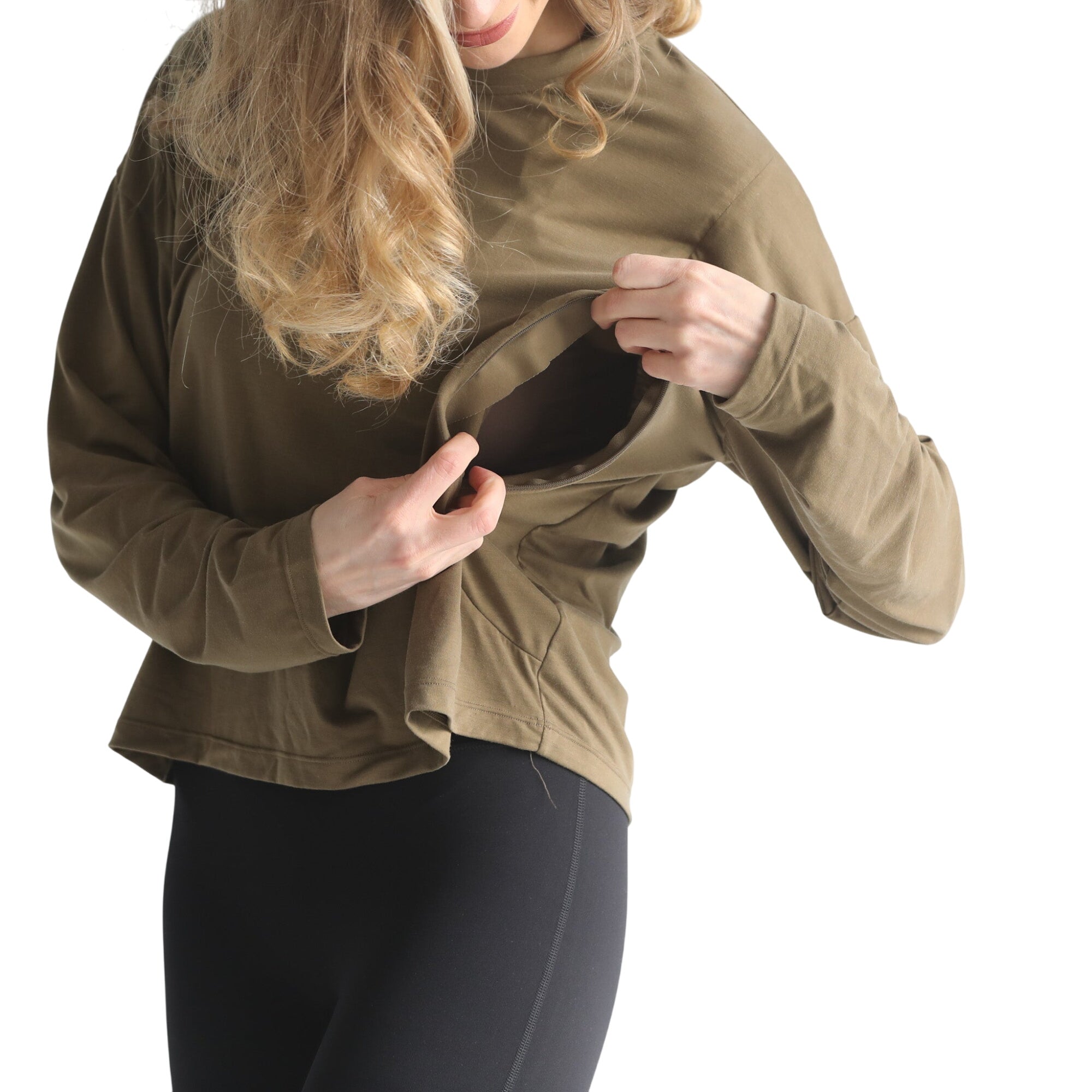 Abigail Long Sleeve Nursing Pullover (sage Grove)