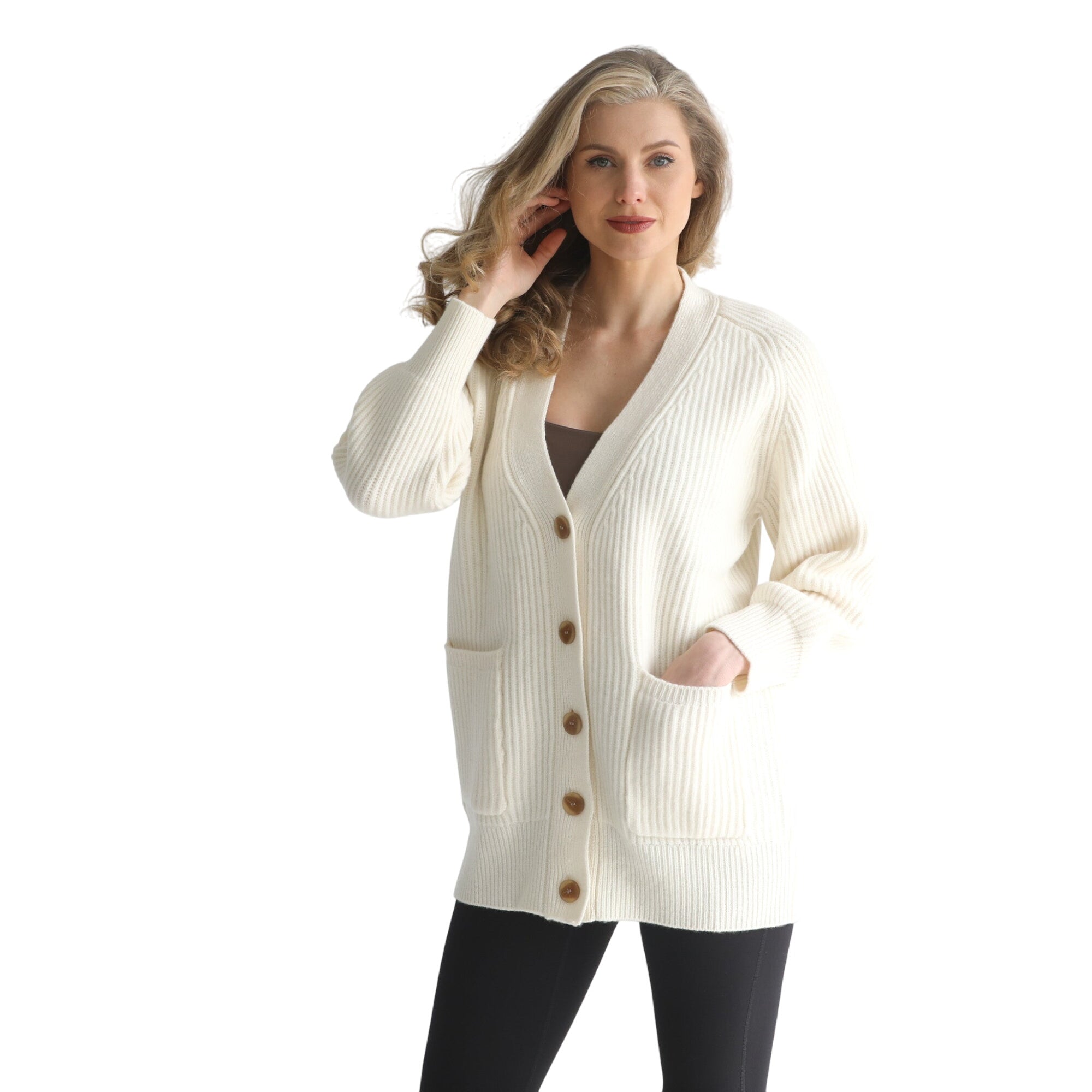 Merino Wool Pocket Oversized Cardigan
