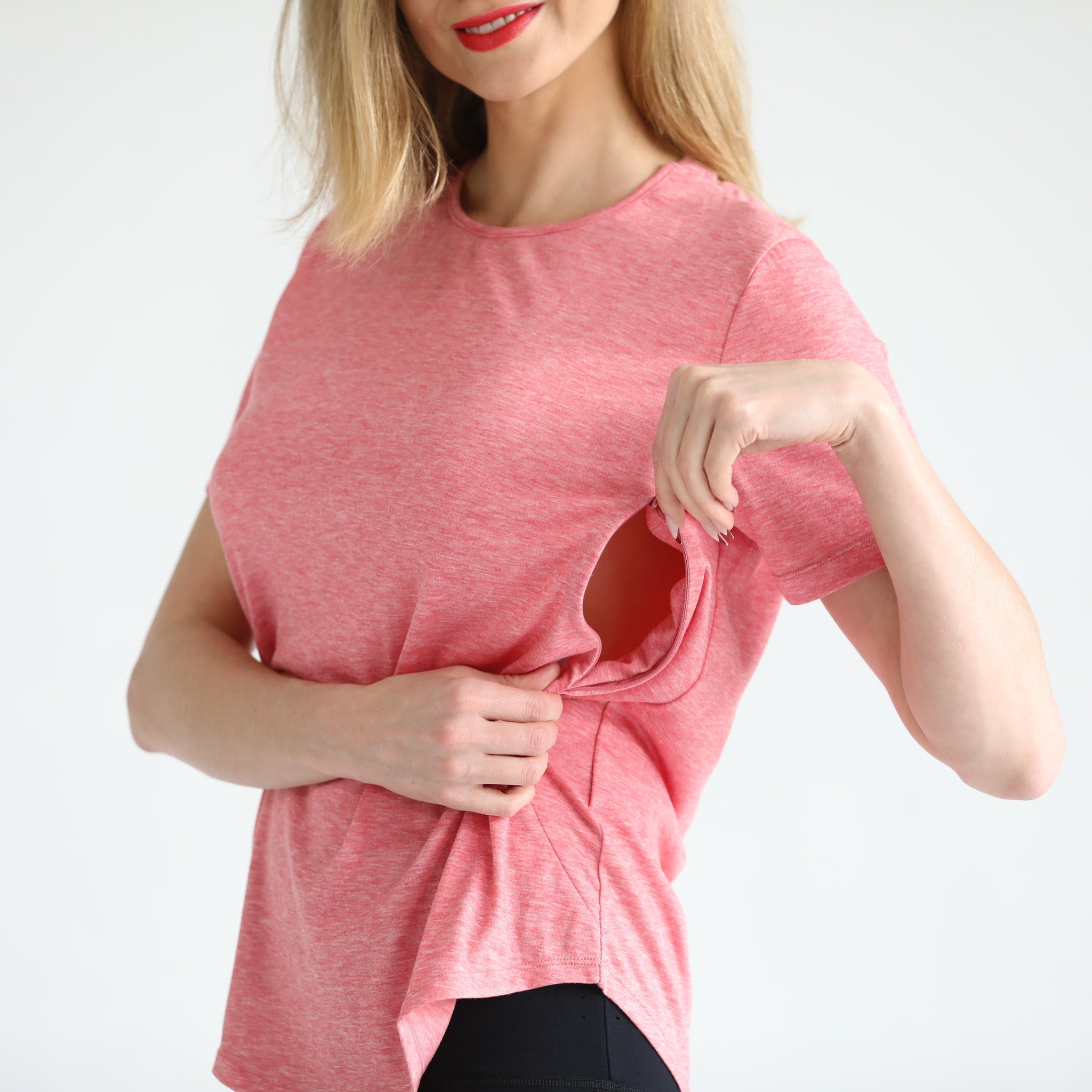Harper Cross Back Short Sleeve Nursing Tee (sugar Coral)