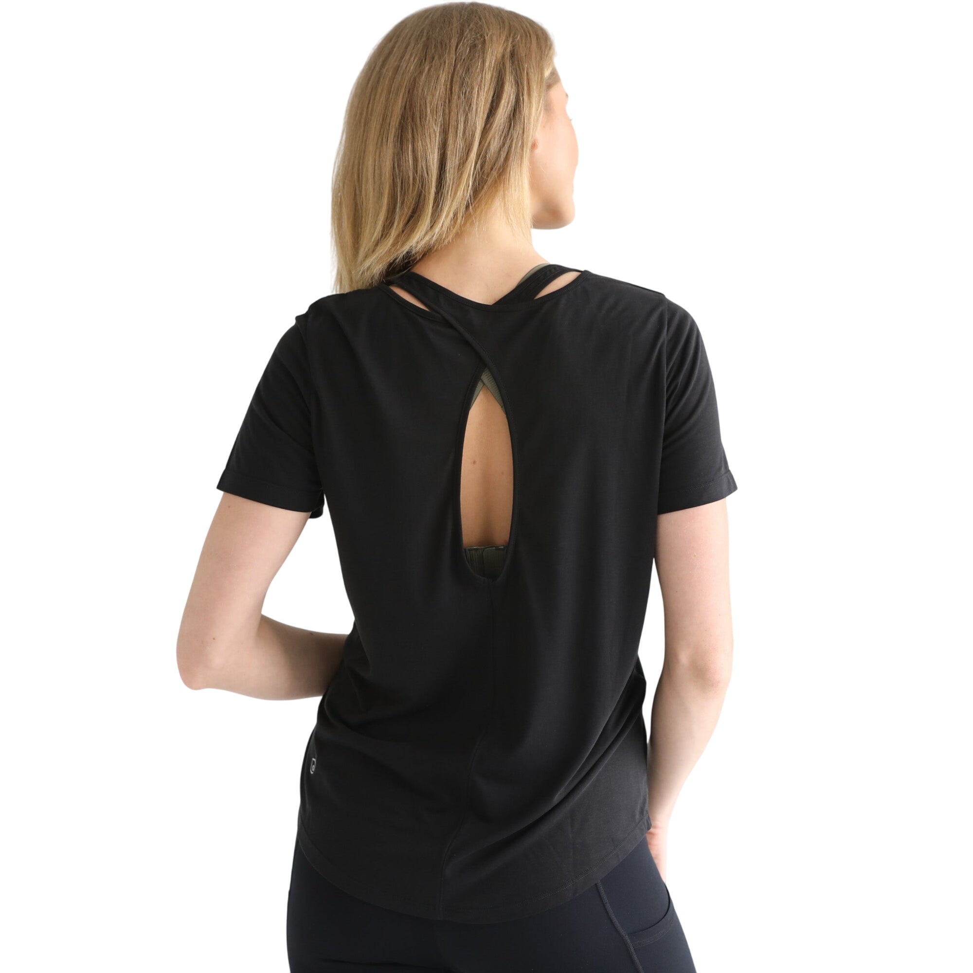 Harper Cross Back Short Sleeve Nursing Tee (noir)