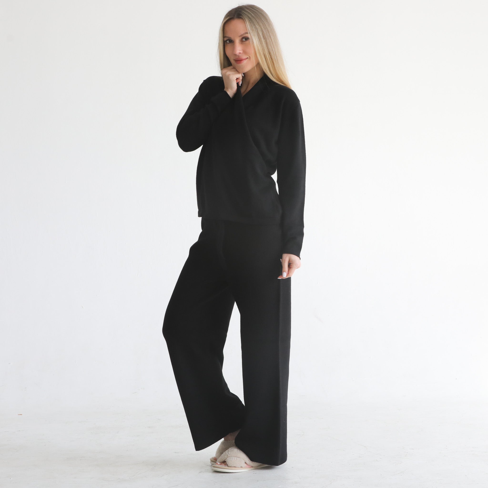 Cashmere Wrap Sweater (noir)