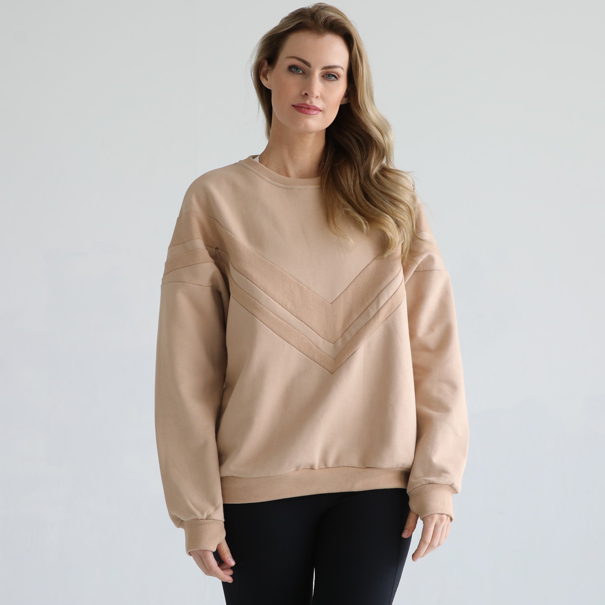 Isabella Oversized Nursing & Pregnancy Sweatshirt (oatmeal)