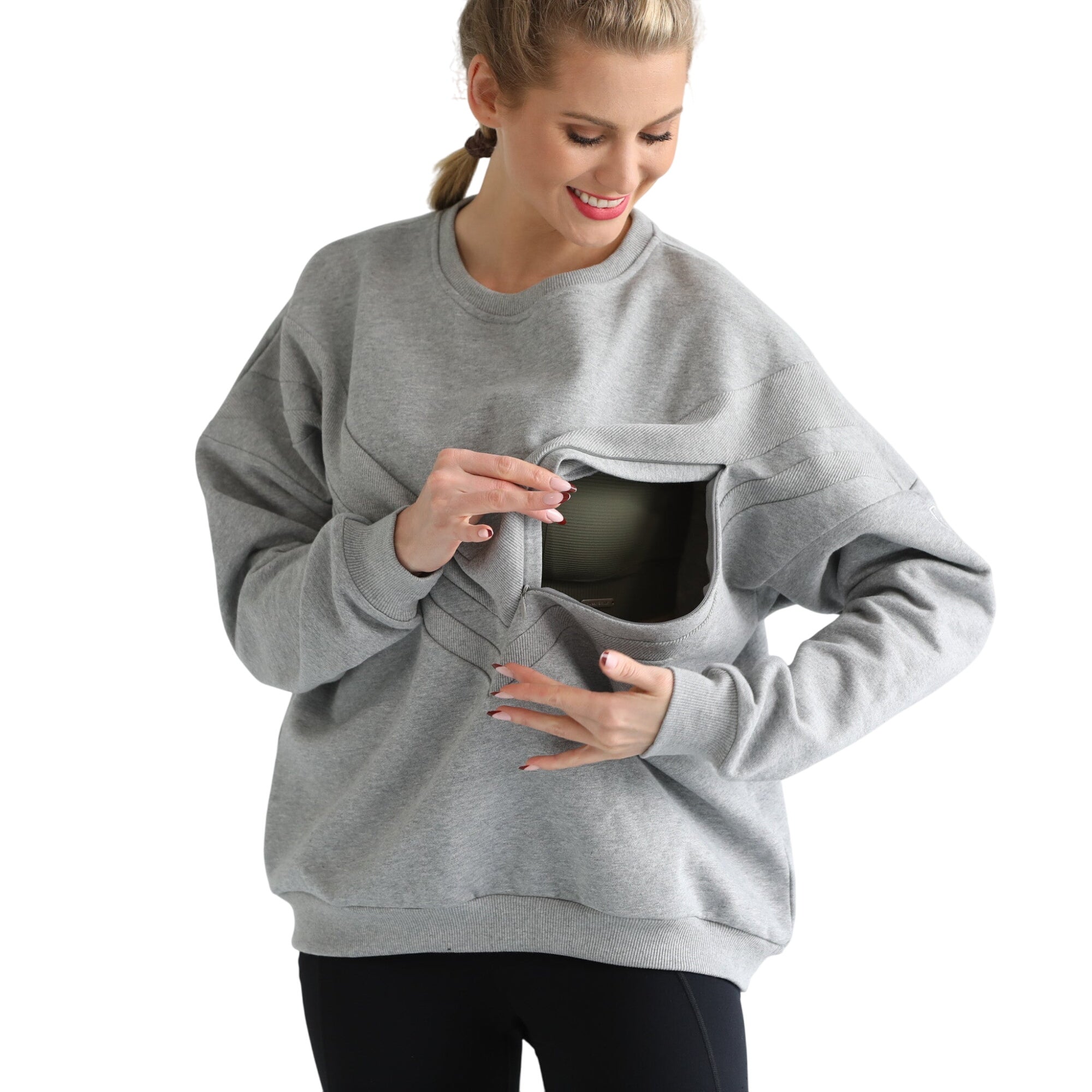 Isabella Oversized Nursing & Pregnancy Sweatshirt (heather Gray)