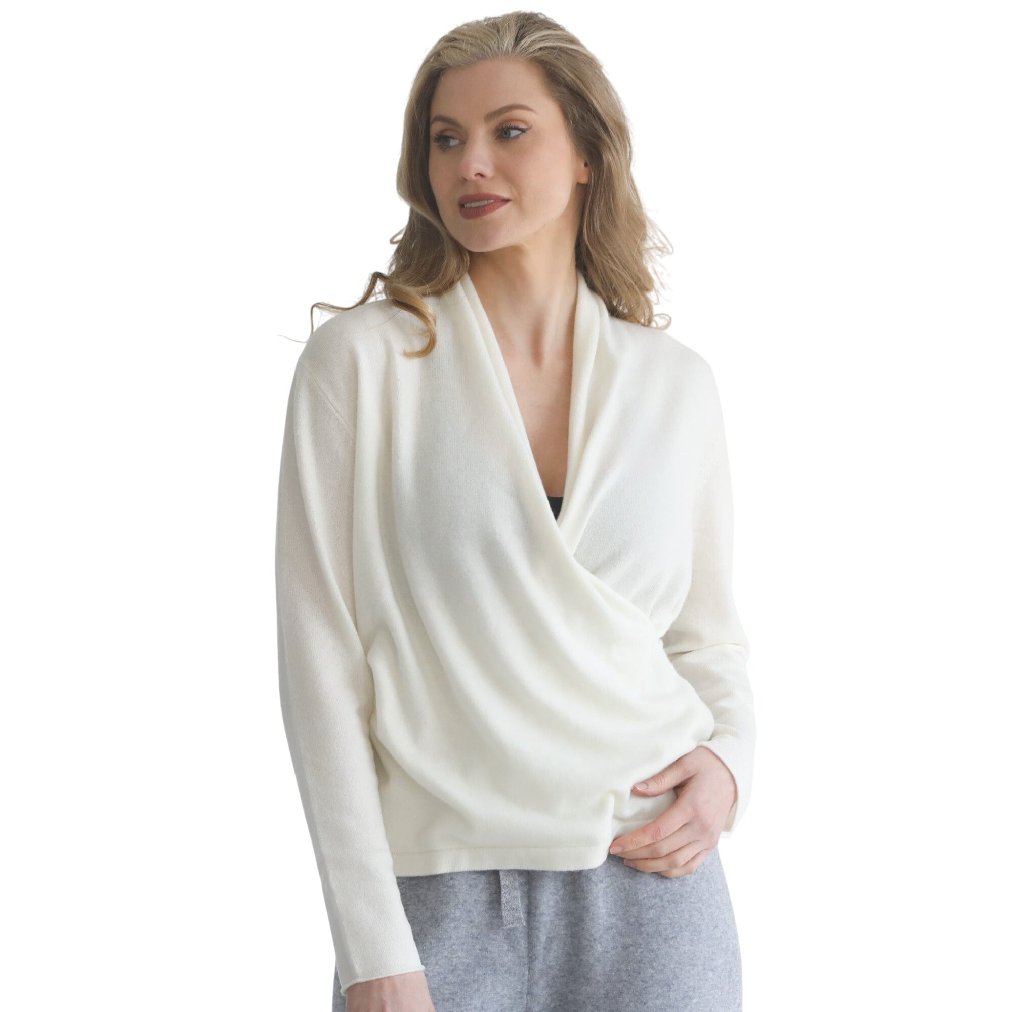Cashmere Wrap Sweater (blanc)