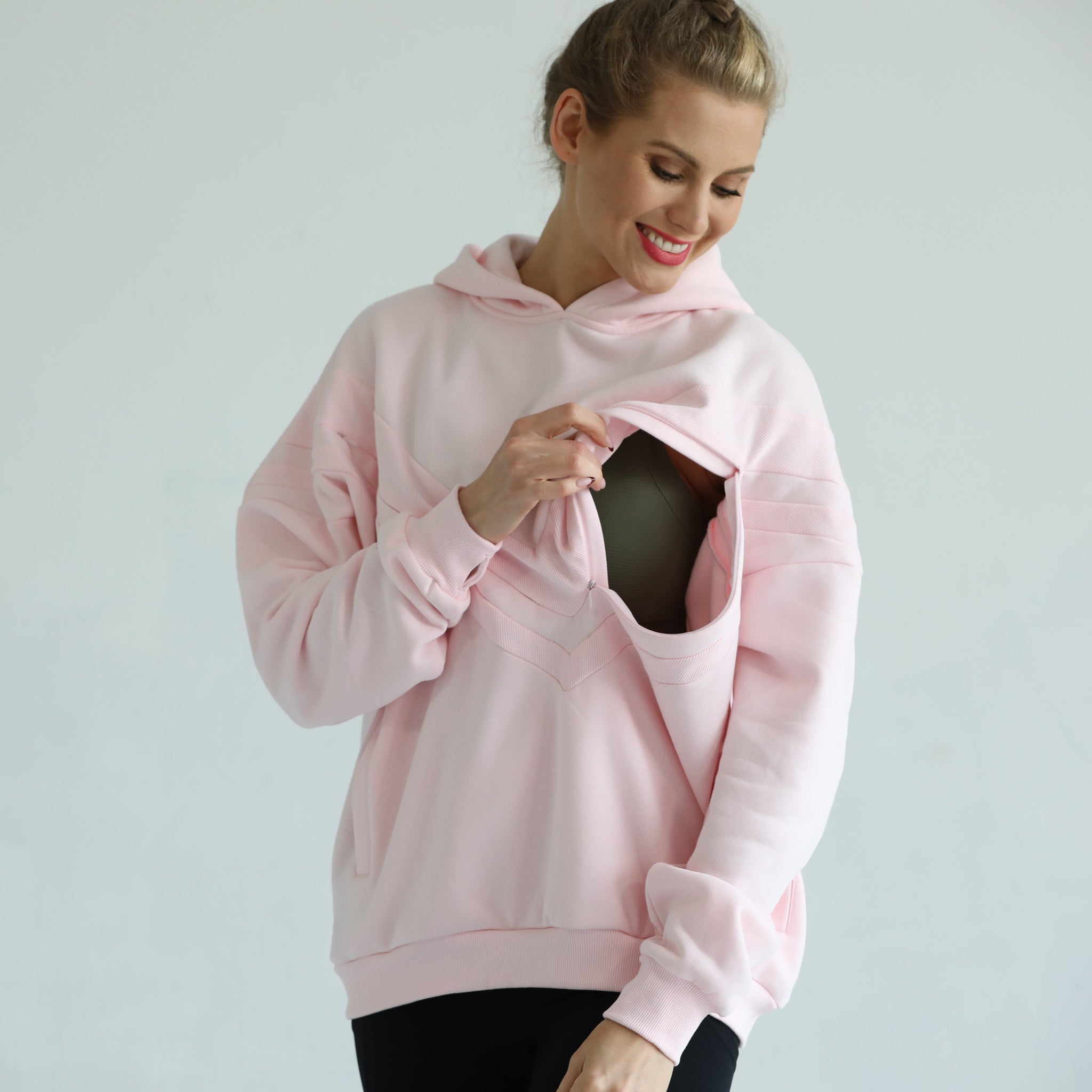 Isabella Ultra Soft Oversized Nursing & Pregnancy Hoodie (pedal Blush)