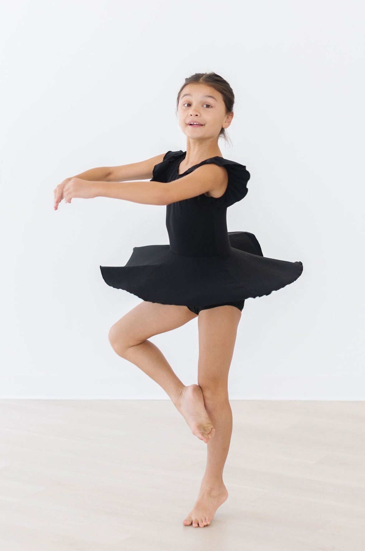 Black S/s Twirl Leotard