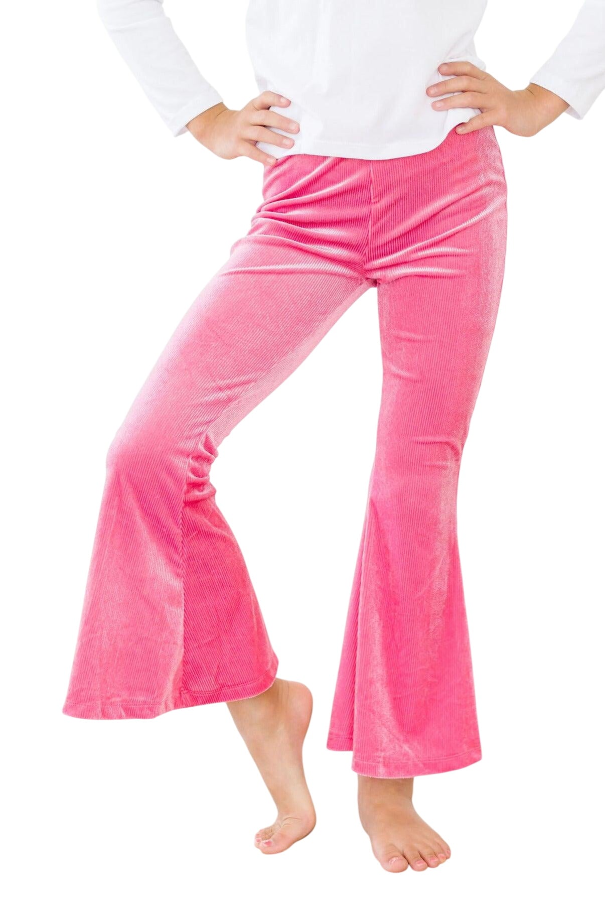 Watermelon Pink Ribbed Velvet Bells