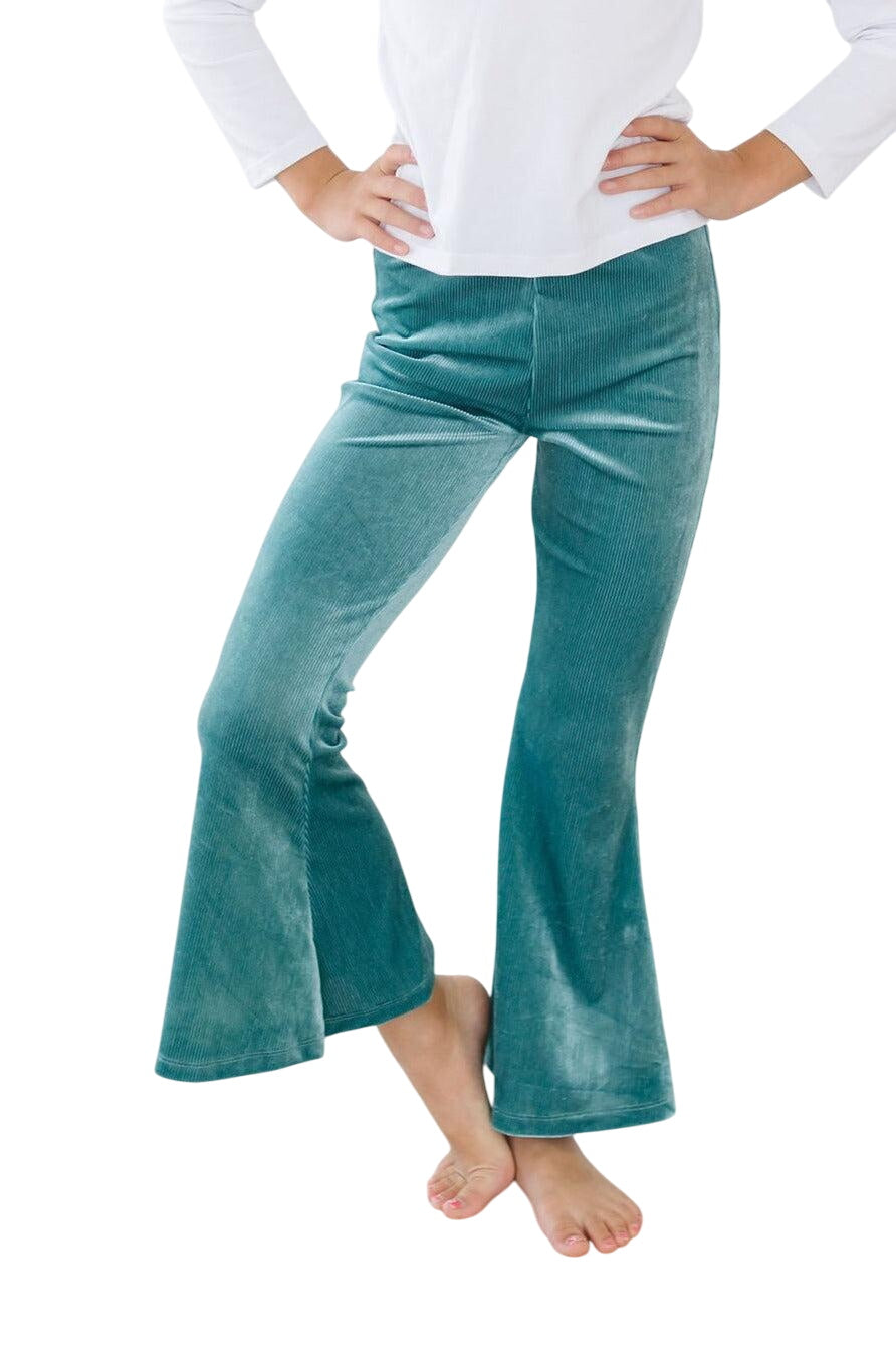 Aquamarine Ribbed Velvet Bells