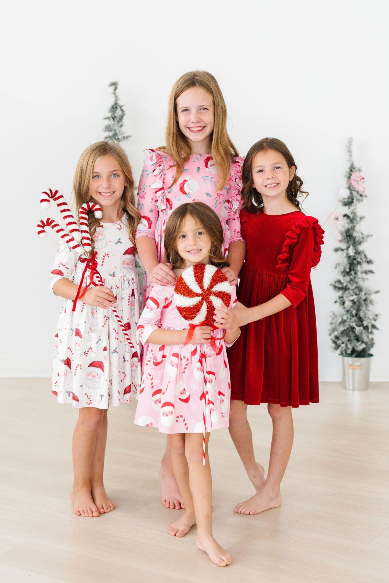 Jingle Bells 3/4 Sleeve Pocket Twirl Dress