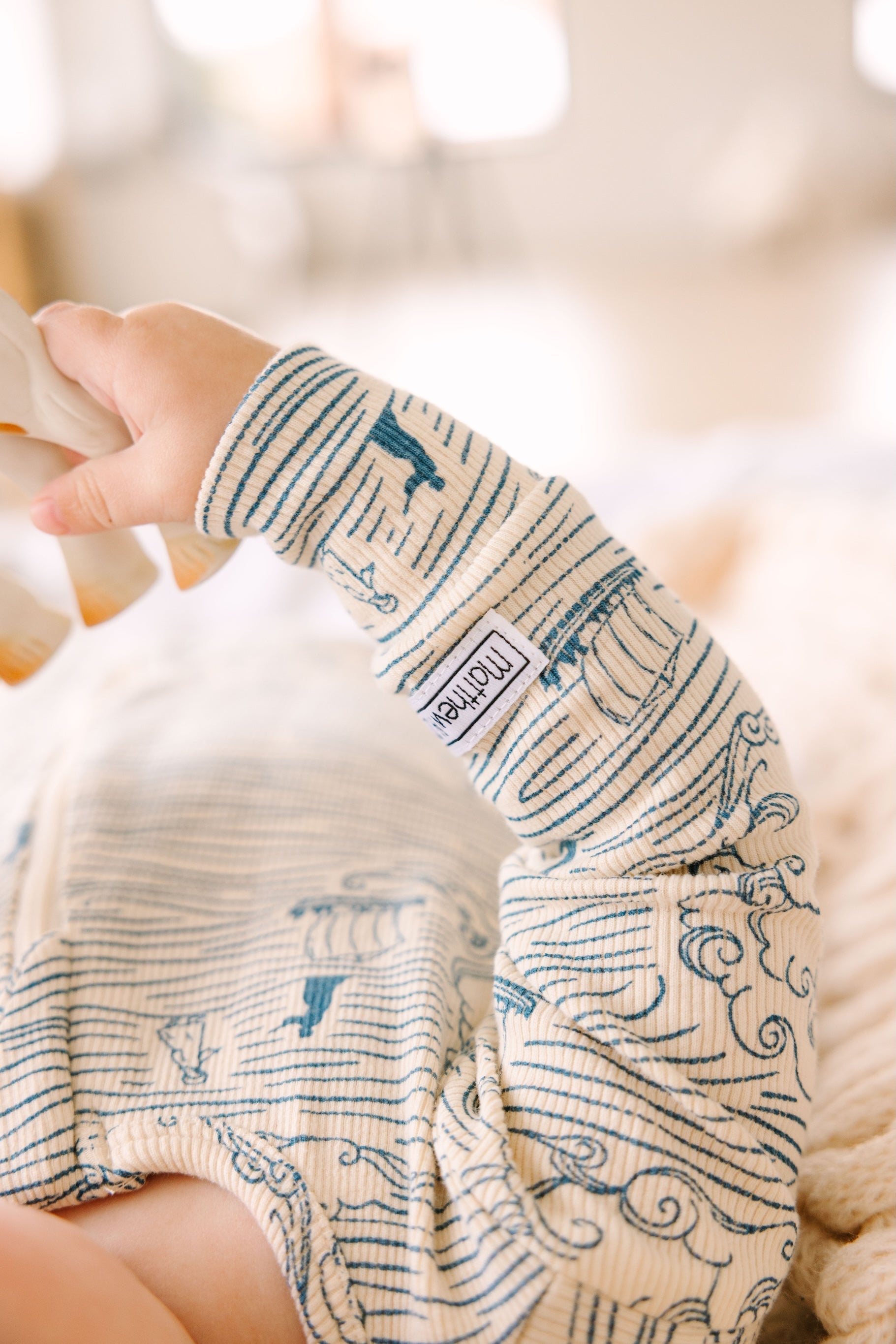 Walking On Water Pj Footless Onesie Ribbed Cotton-bamboo Blend