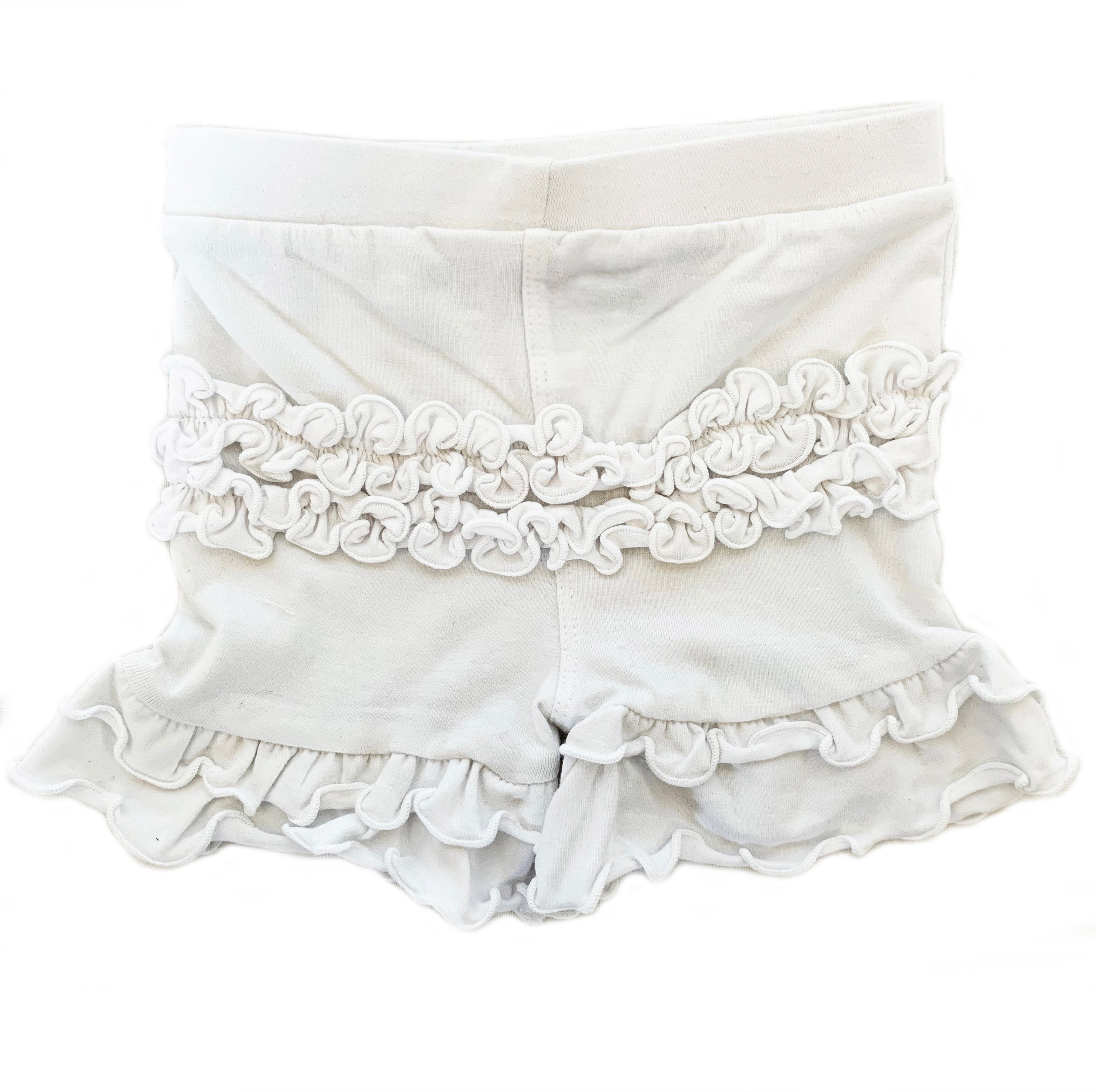 Annloren Baby Girls White Ruffle Butt Shorts 6/12 Mo-2/3t