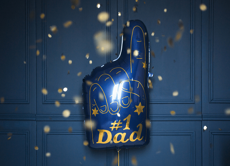 #1 Dad Balloon – Blue Foam Finger Style Foil Balloon