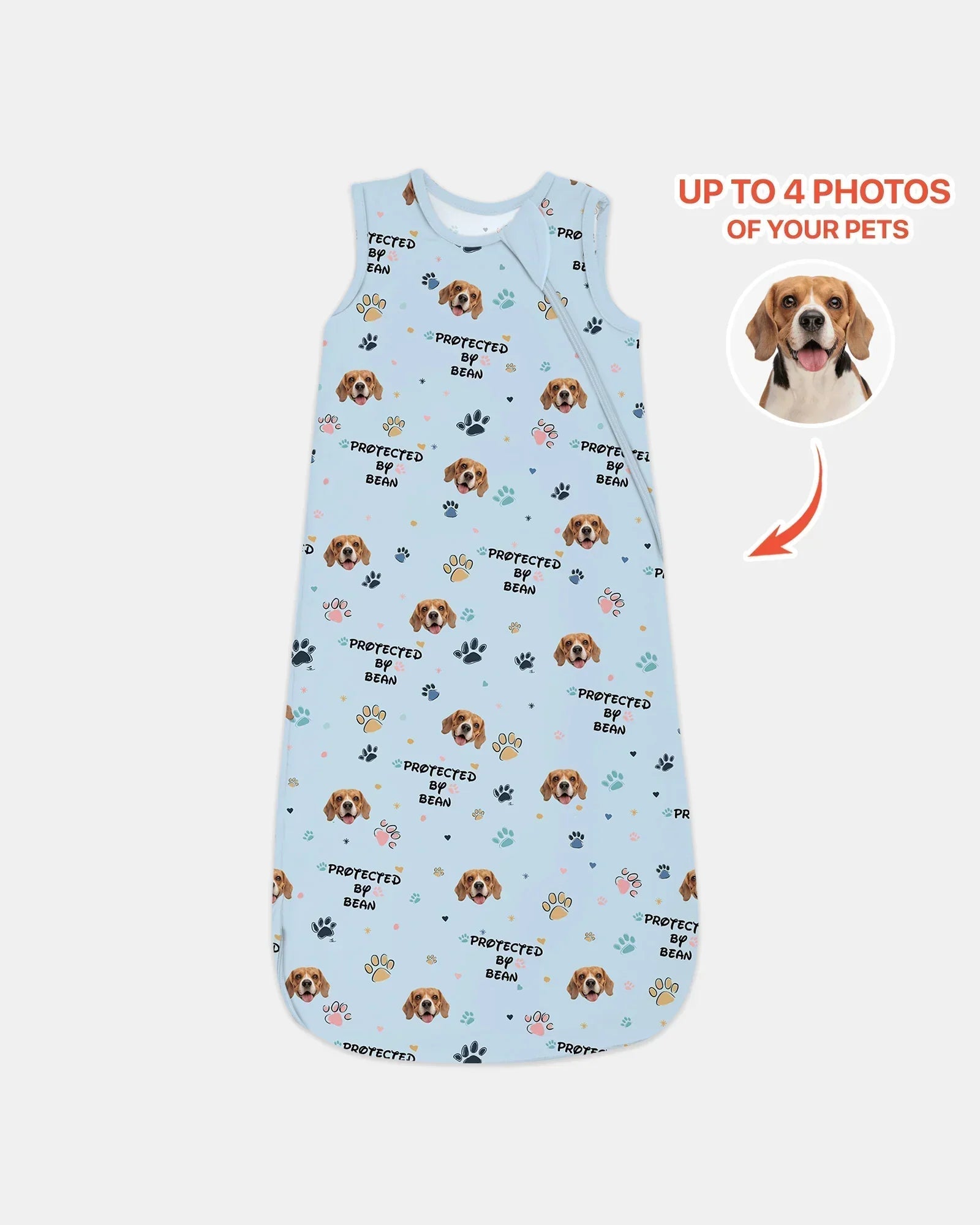 Custom Dog Photo Pattern Protected By Bamboo Sleep Bag