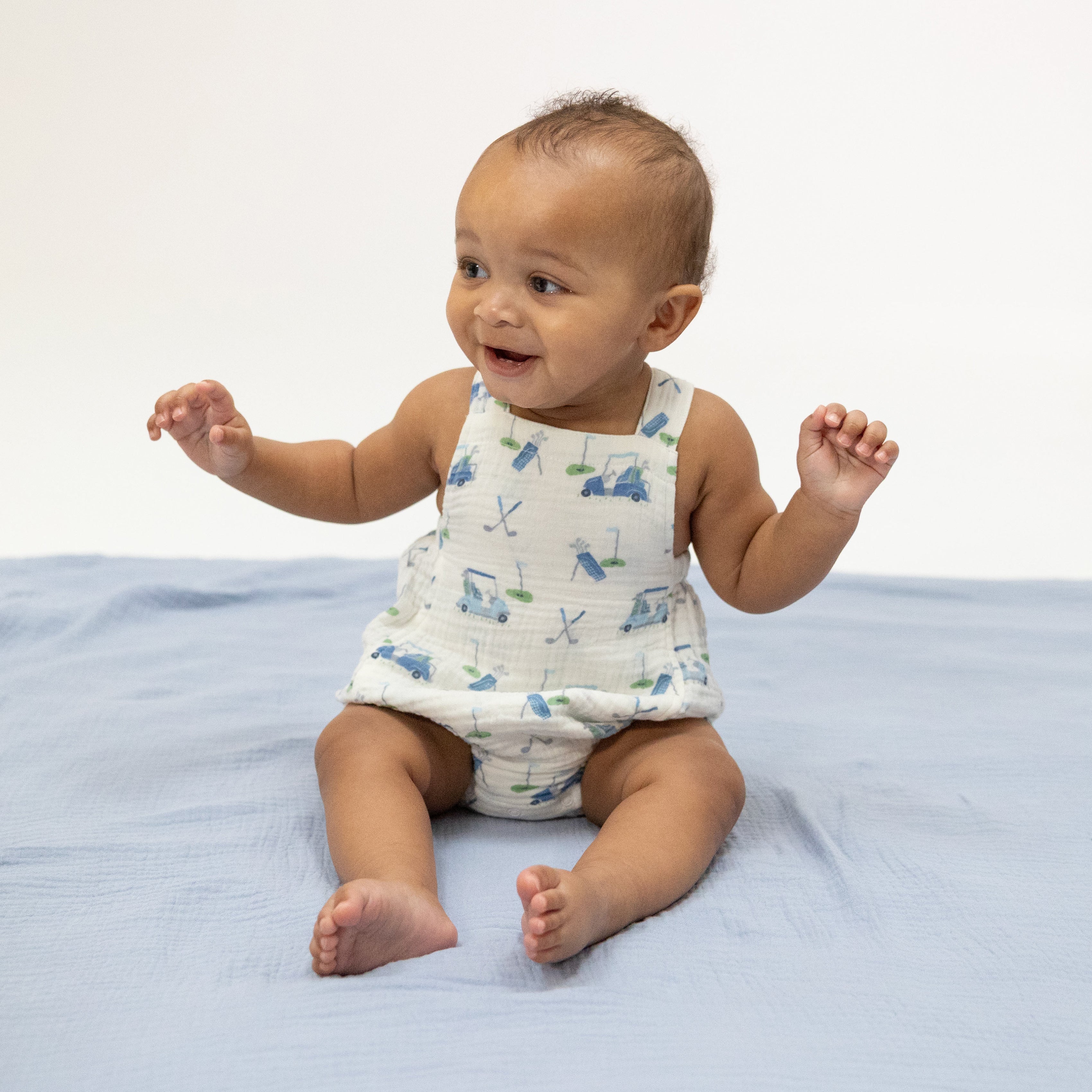 Baby Golf Carts Blue - Retro Sunsuit