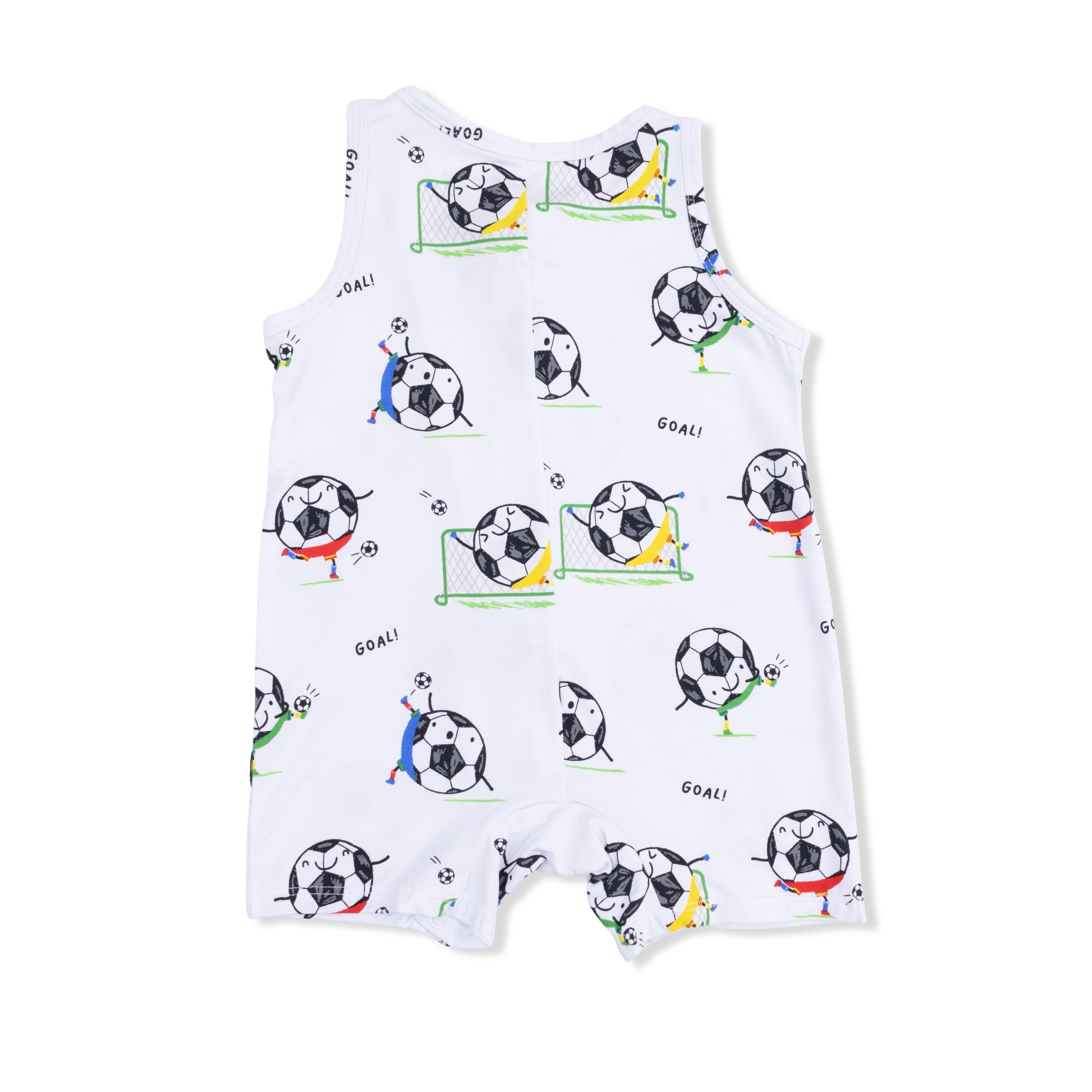 Soccer Balls Playing Soccer Blue - Sleeveless Shortie Romper