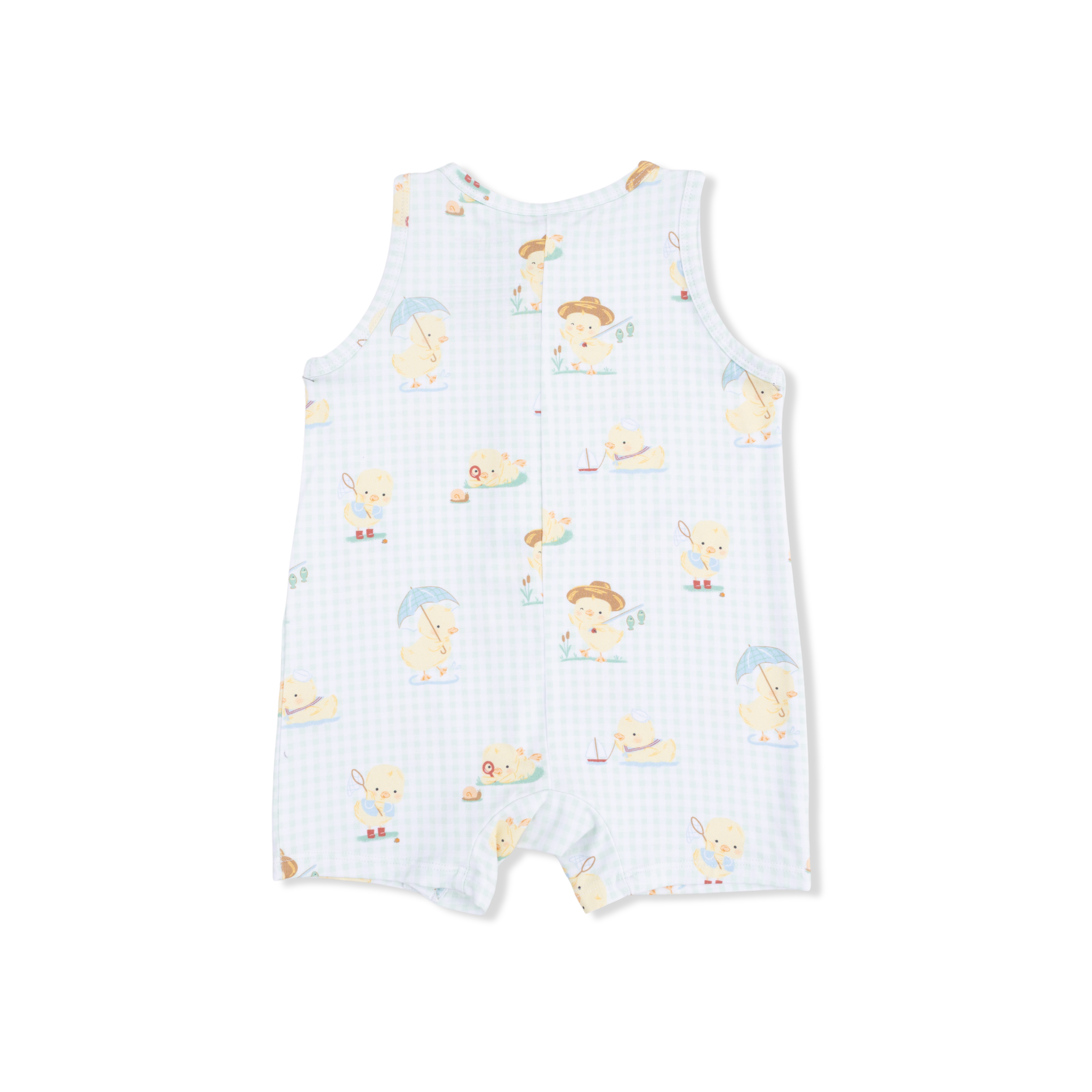 Vintage Spring Ducklings Green - Sleeveless Shortie Romper