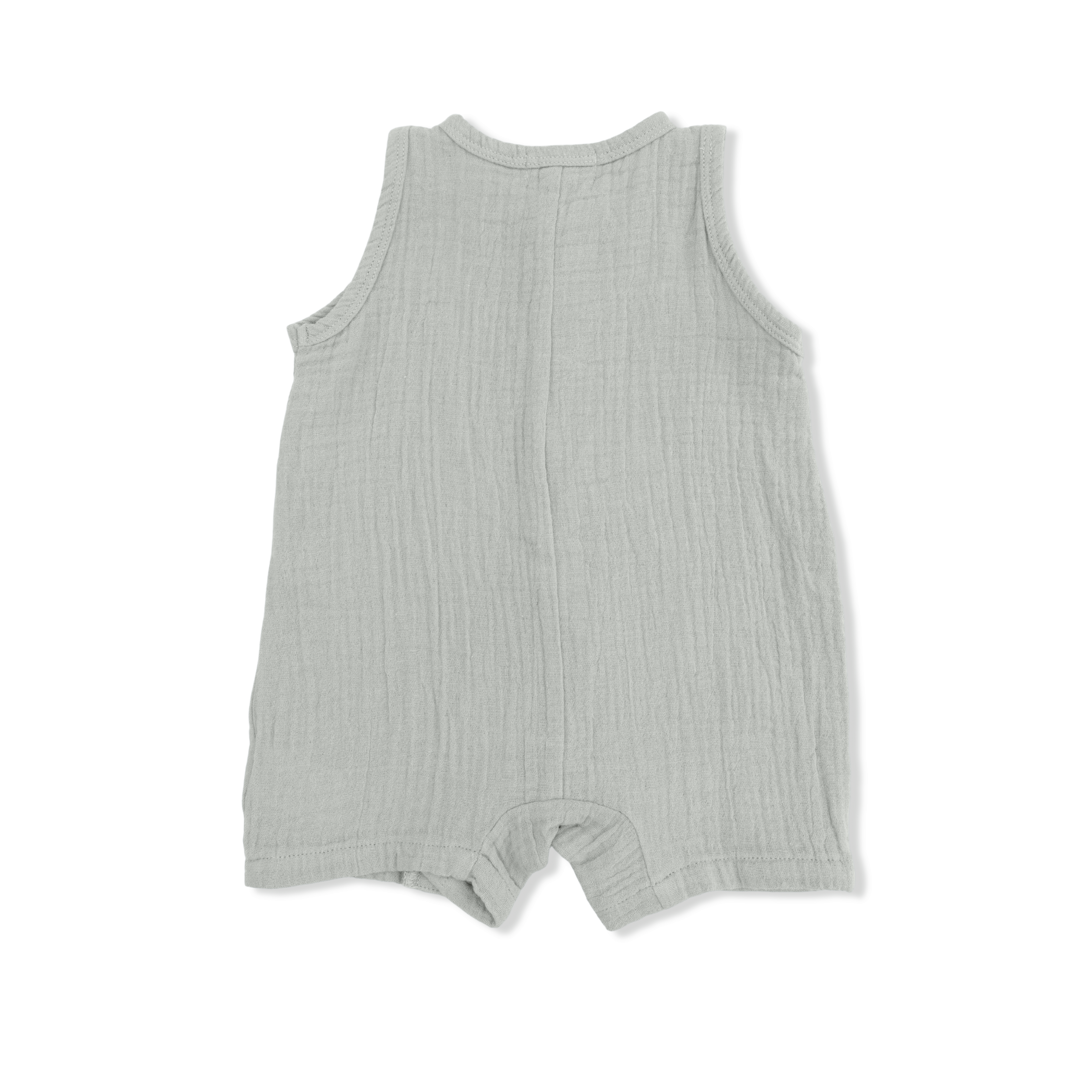 Solid Muslin Desert Green - Sleeveless Shortie Romper