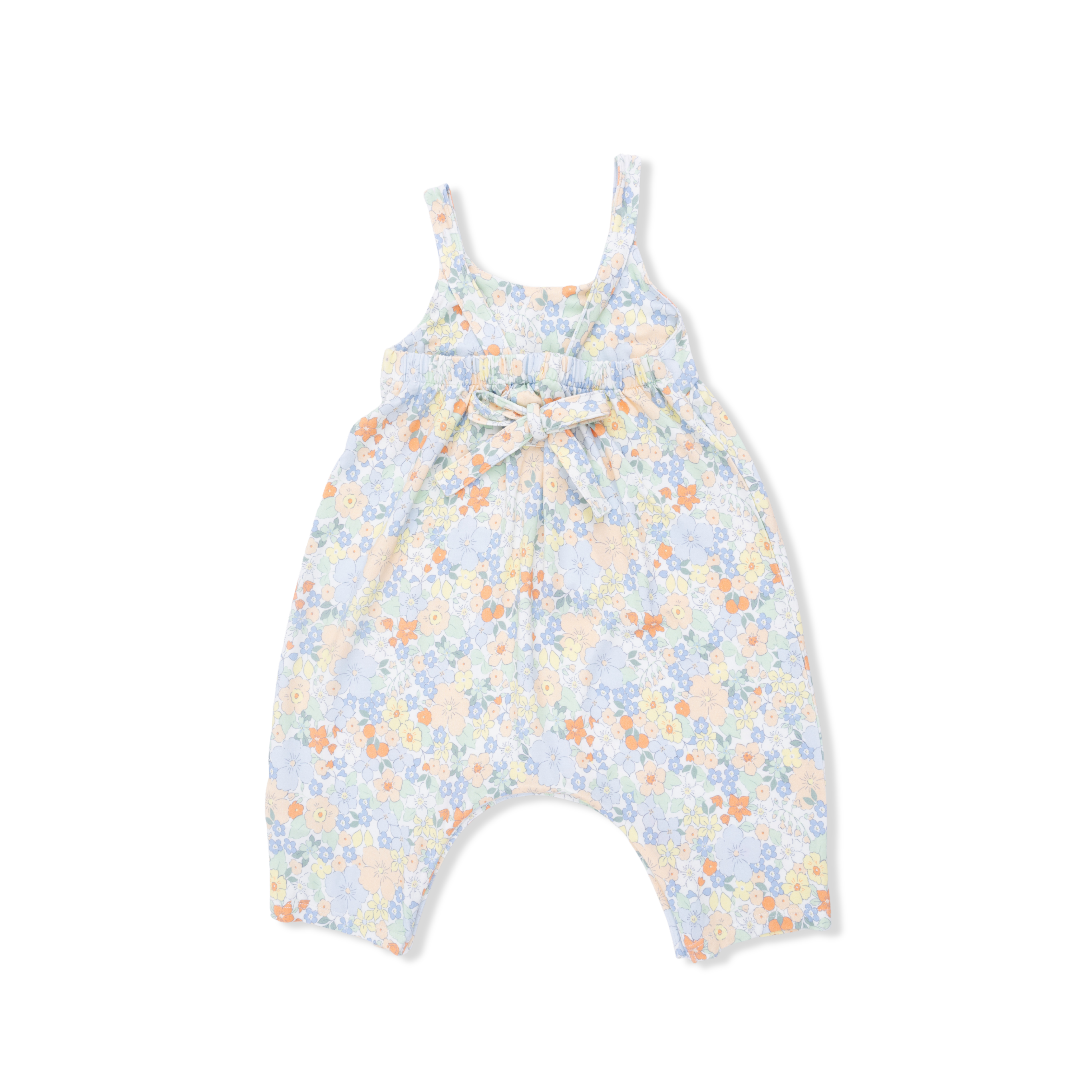 Georgia Floral -tie Back Romper & 2 Pack Hair Bow Set