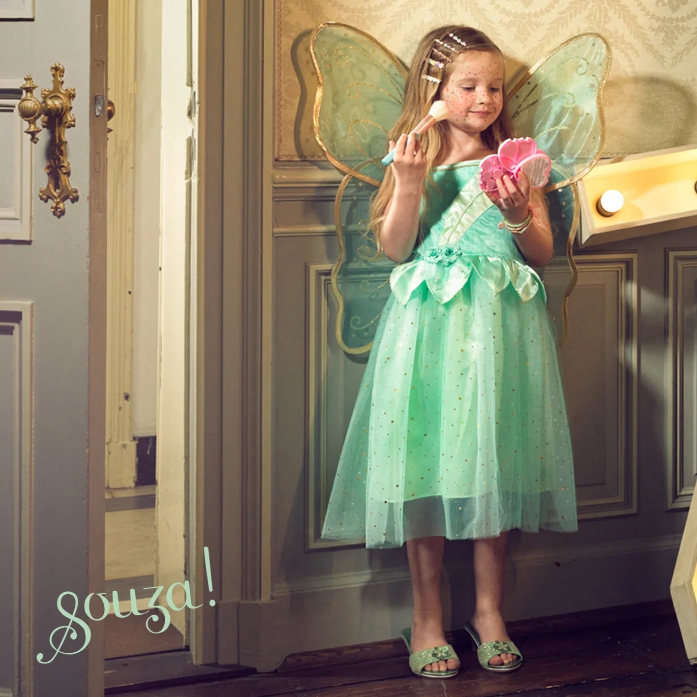 Camille -dress And Wings Set (green) - Role-play For Children (2 Sizes)