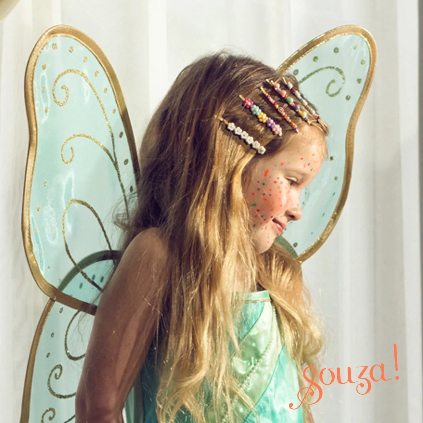 Camille -dress And Wings Set (green) - Role-play For Children (2 Sizes)