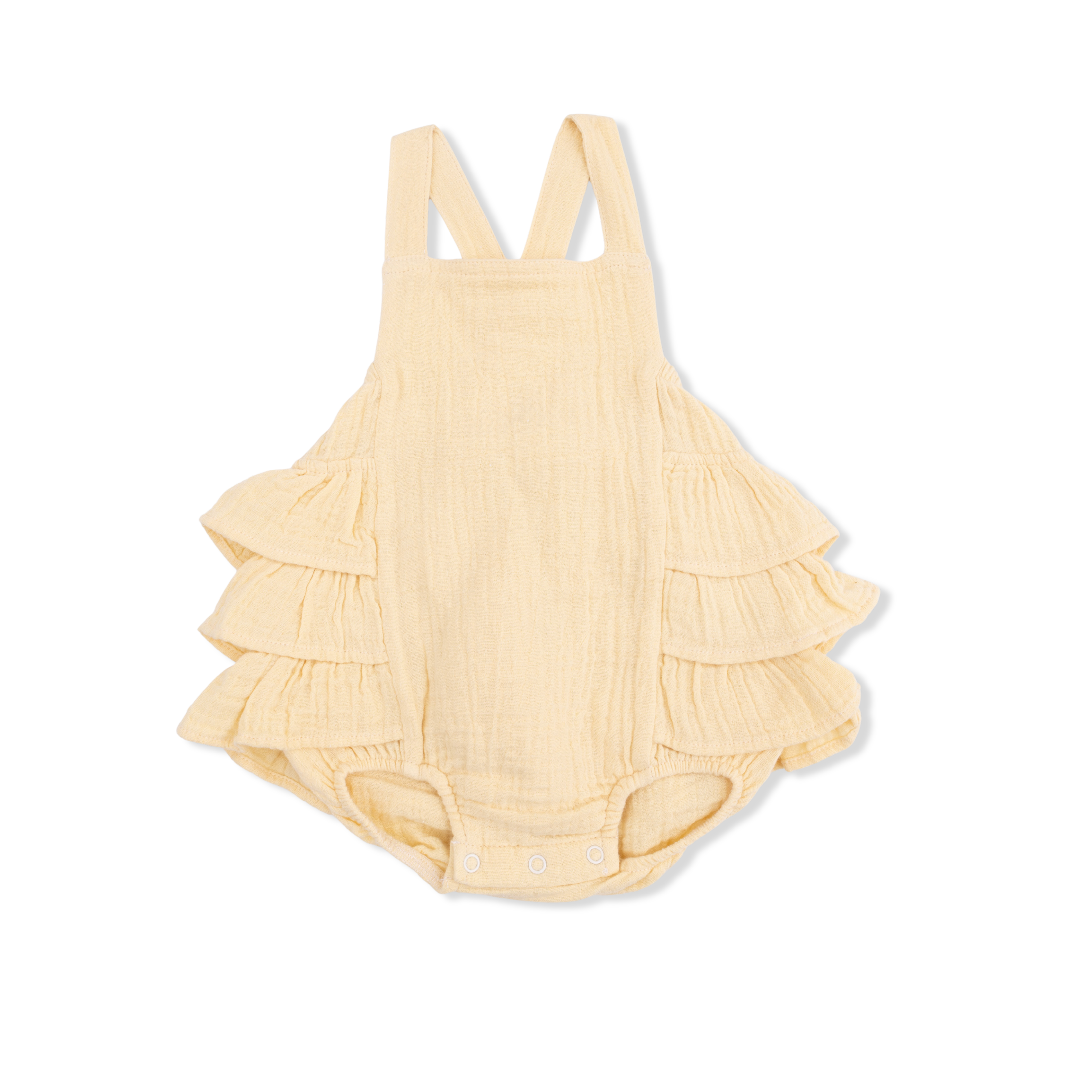 Solid Muslin Italian Straw - Ruffle Sunsuit