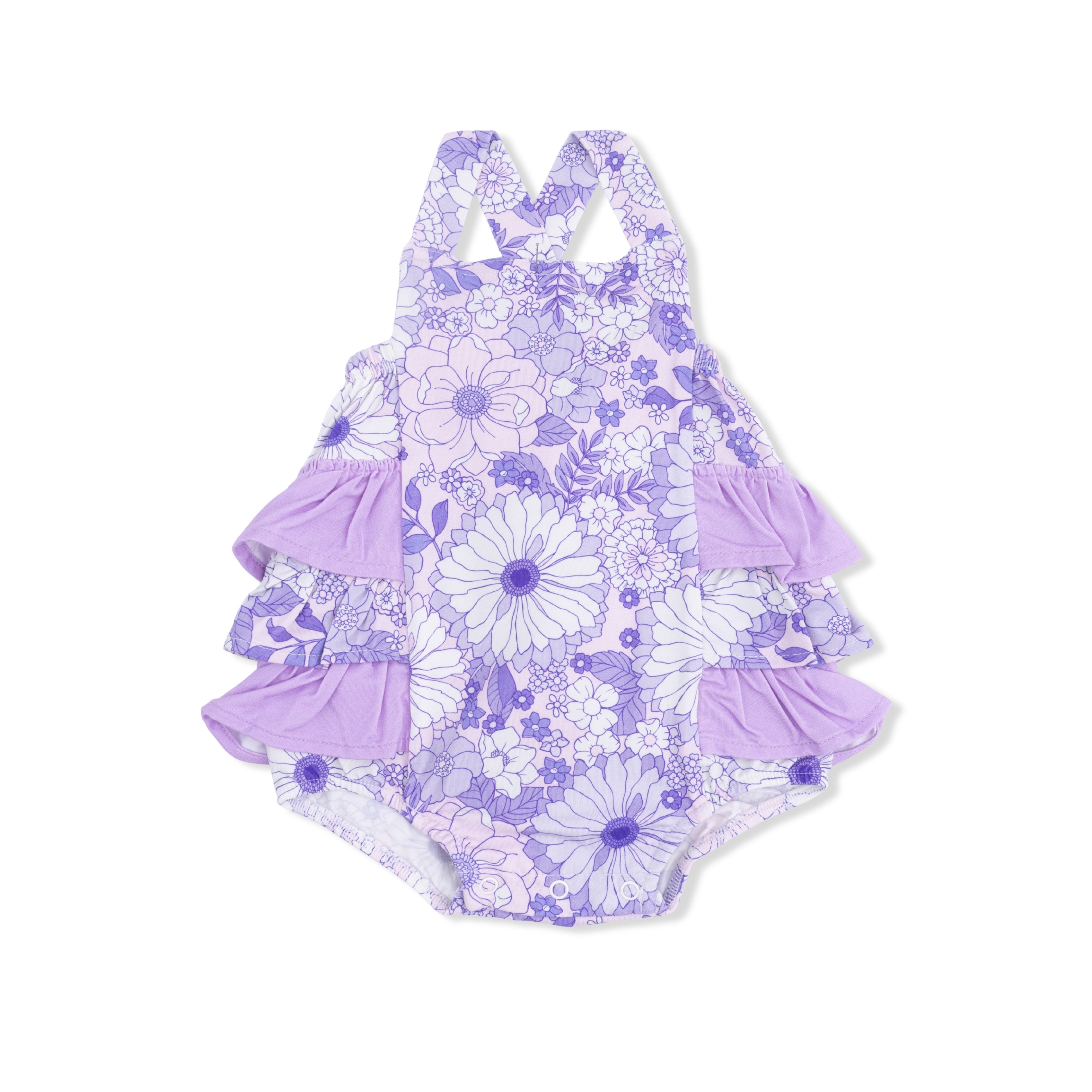 Lacy Lavender Floral - Ruffle Sunsuit