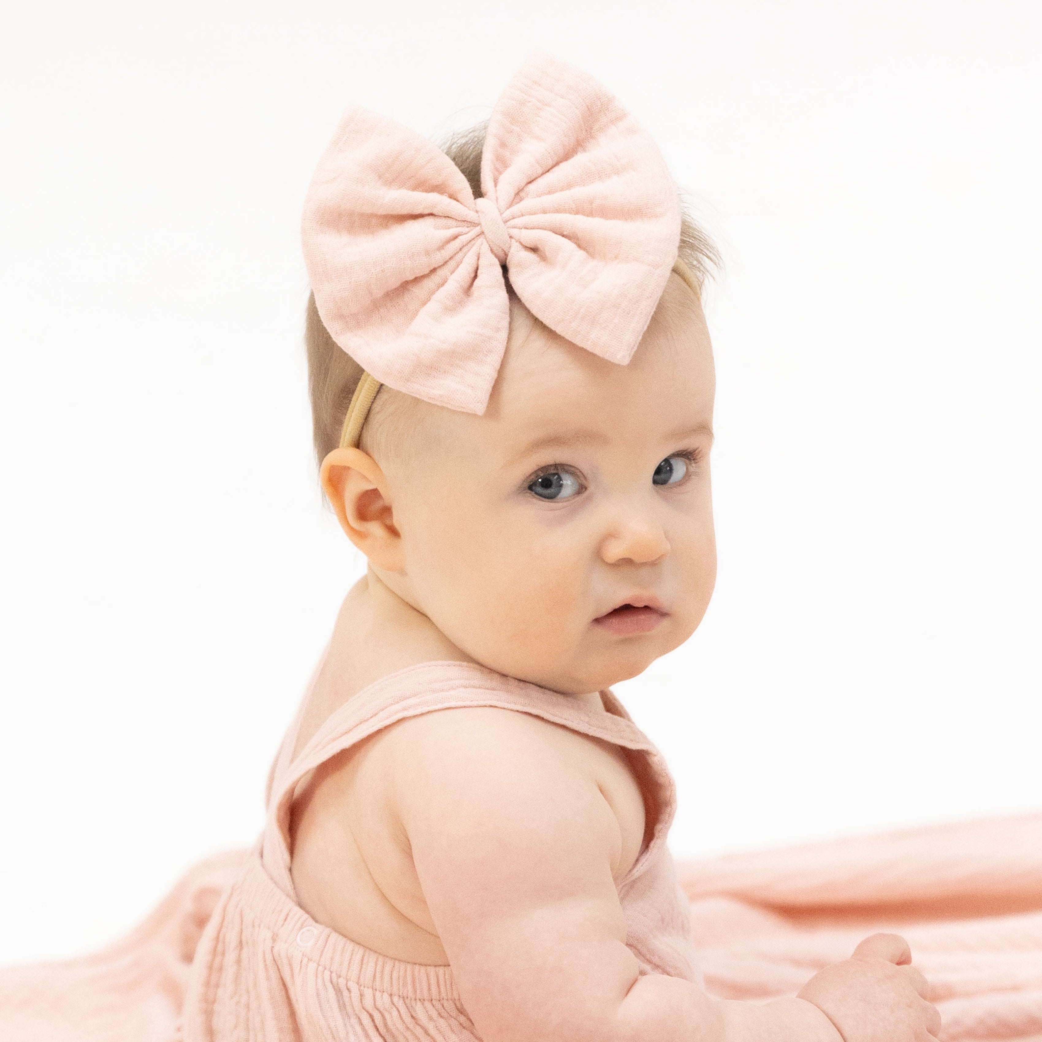 Solid Muslin Lotus - Bow On Headband