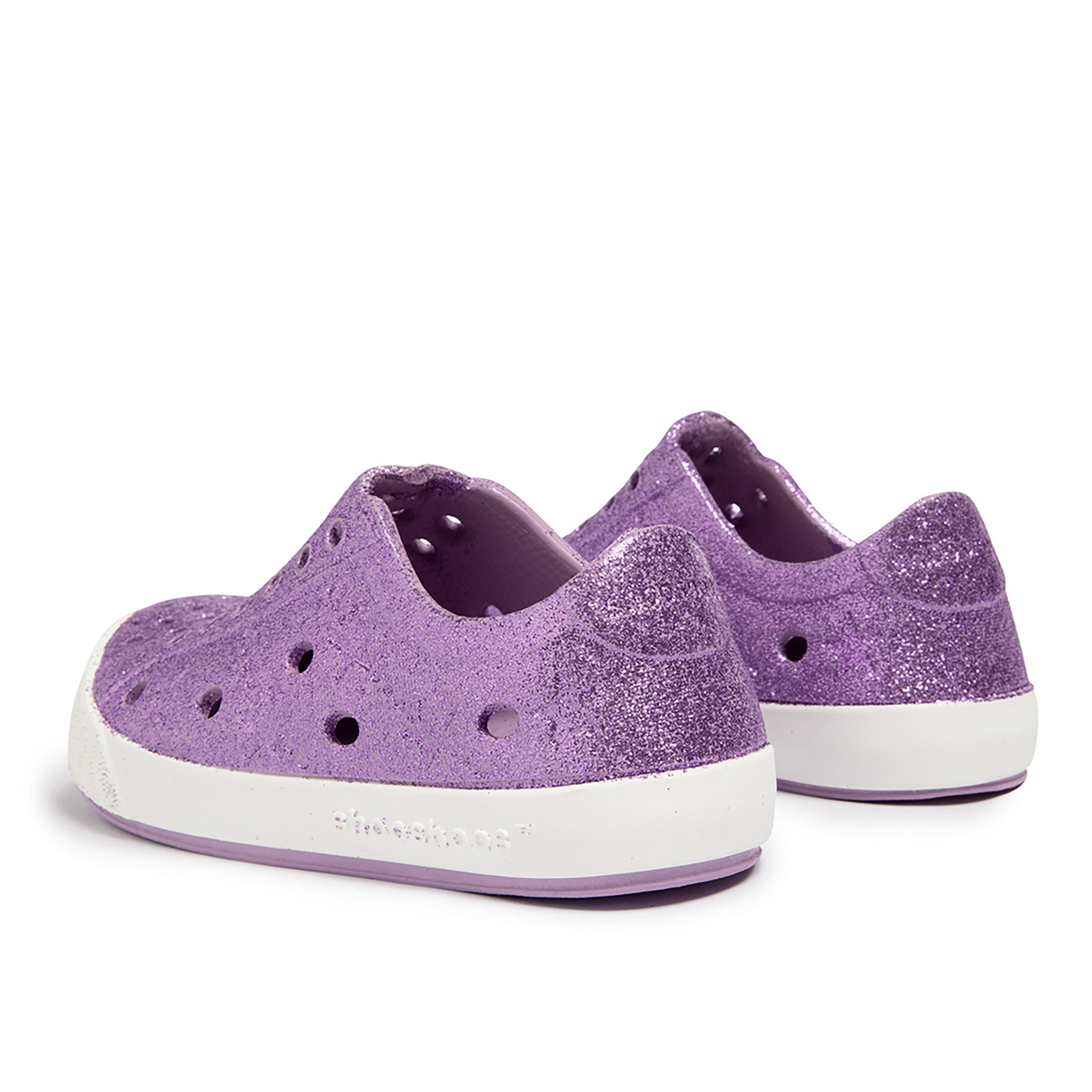 Toddler Girls Perforated Slip On Water Sneakers in Purple Glitter - Mermaid