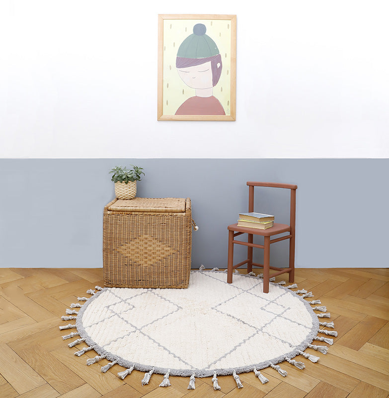 Côme Natural Grey Round Children's Rug