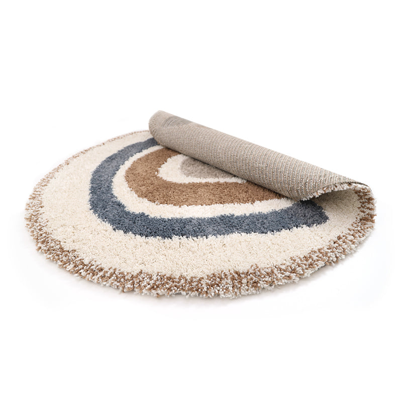 Bohemian Rainbow Blue Round Children's Rug With Rainbow Pattern