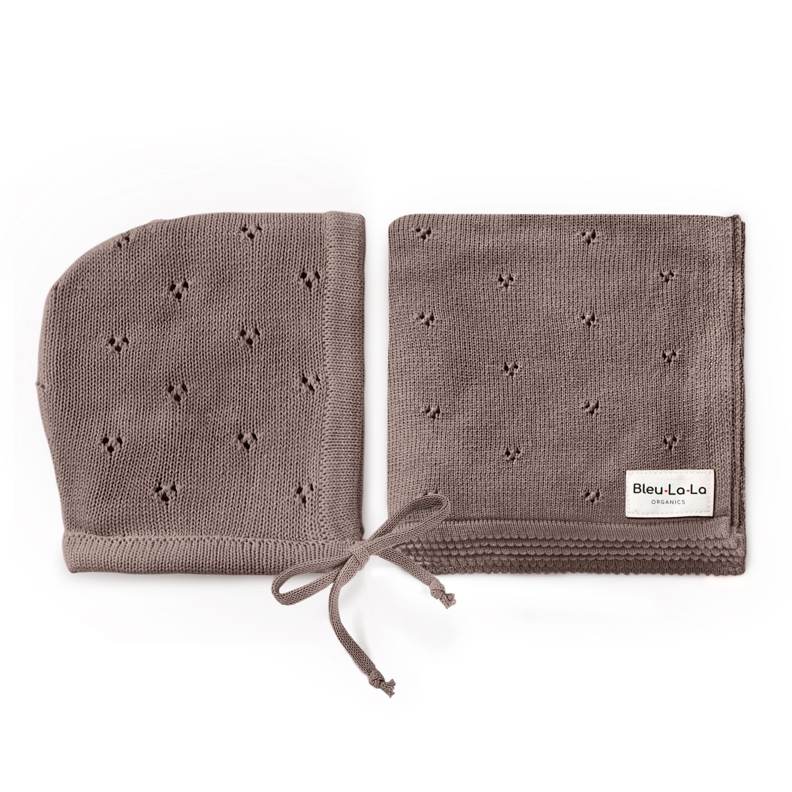 Organic Pointelle Swaddle Blanket + Hat Gift Set by Bleu La La