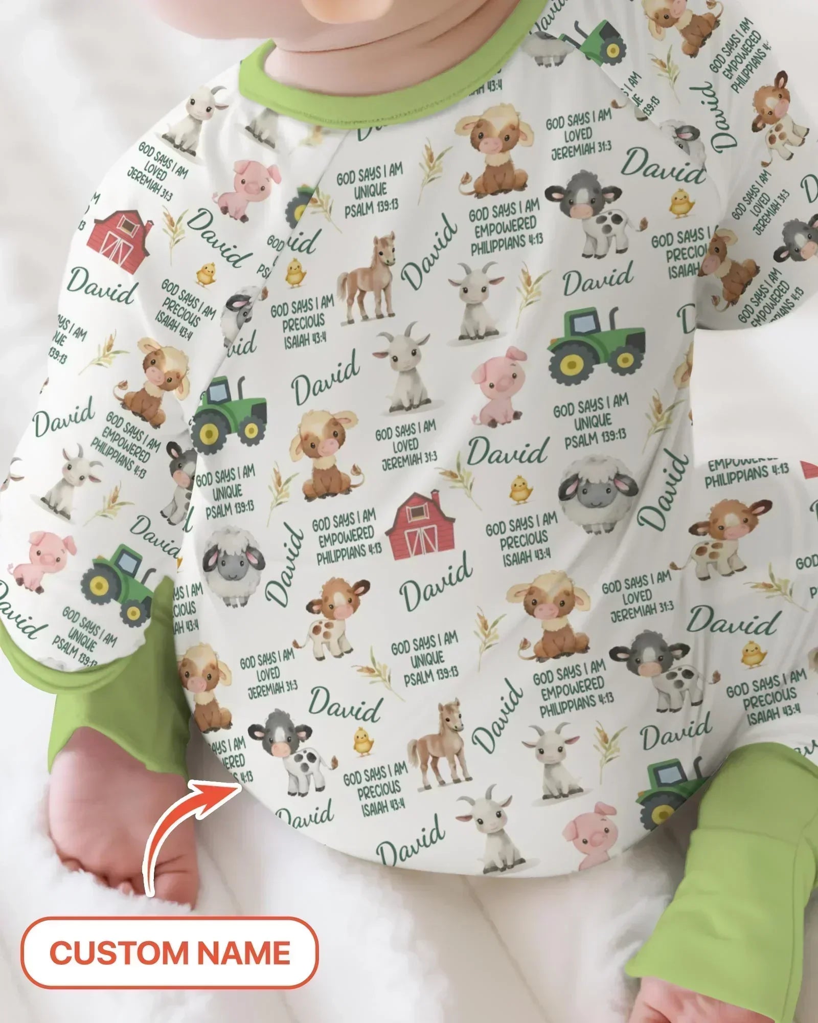 Custom Name God Says I Am Farm Animals Bamboo Convertible Zippy