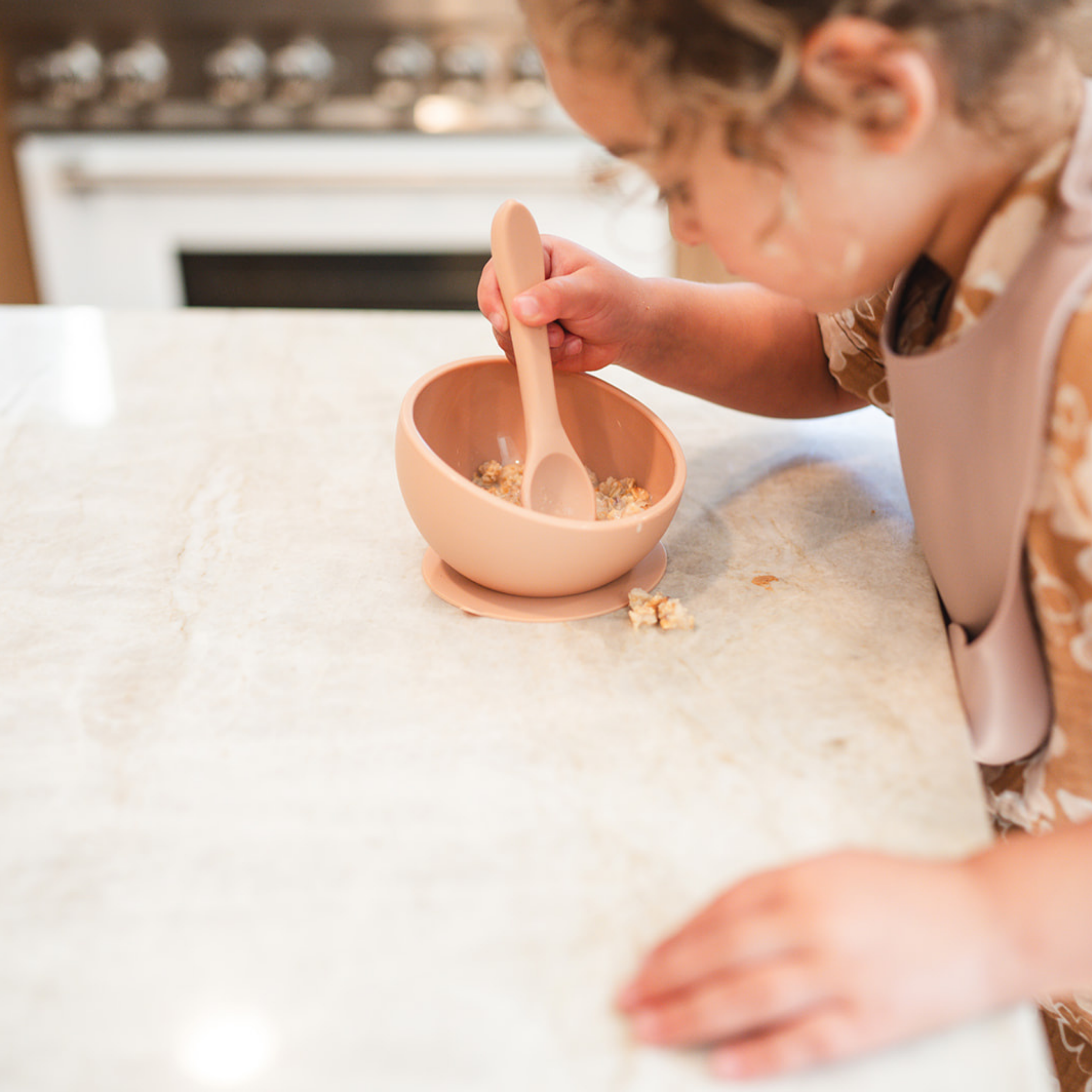 Blush Suction Bowl And Spoon Set