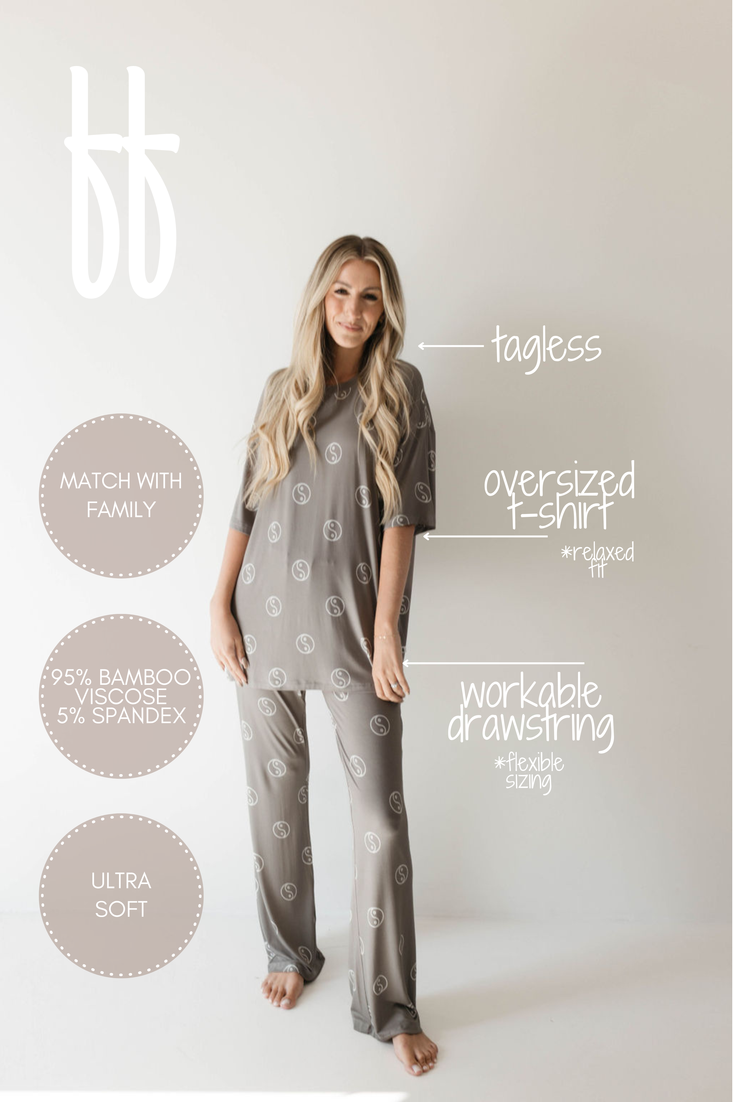 Short Sleeve Women's Bamboo Pajama | Sage Yin Yang